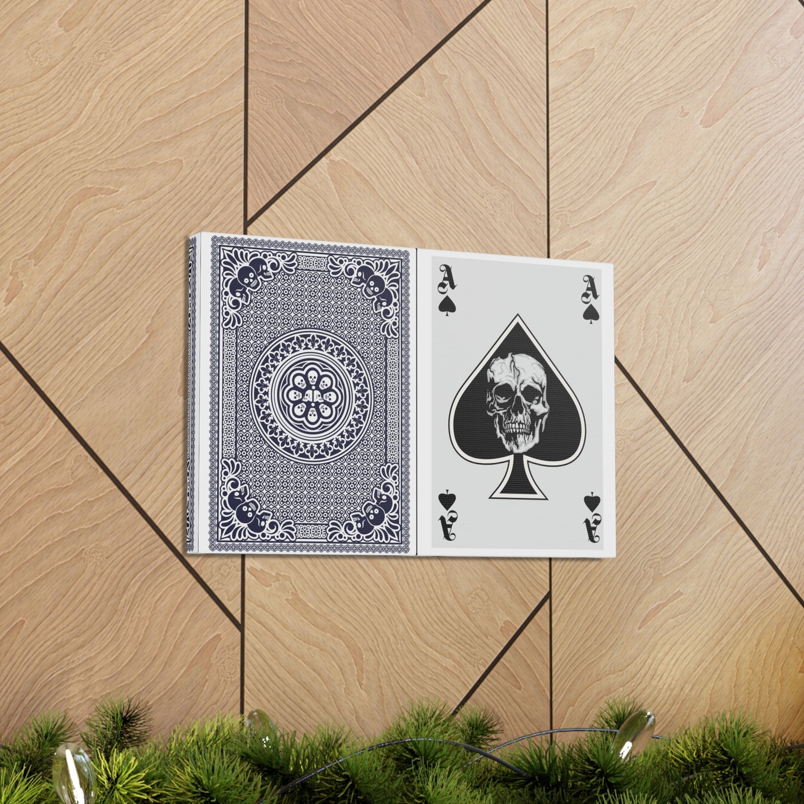 Ace of Spades With Skull Playing Card Canvas Wall Art for Home Decor Ready-to-Hang-Express Your Love Gifts