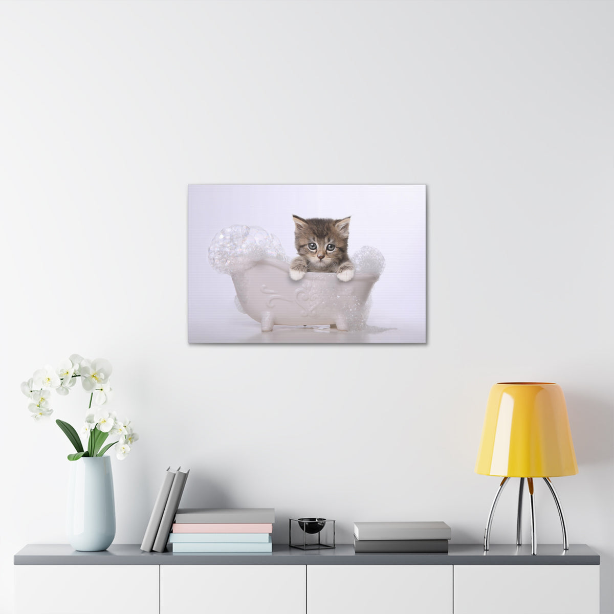 Cute Main Coon Kitten Bathee Canvas Wall Art for Home Decor Ready-to-Hang-Express Your Love Gifts