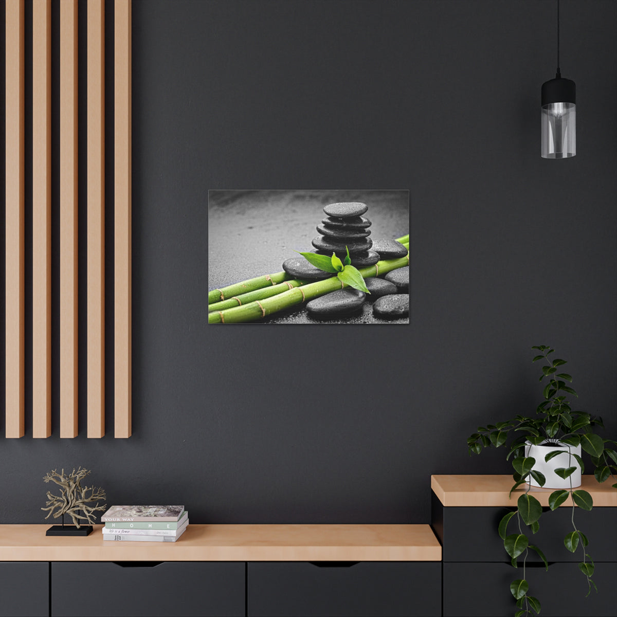 Bamboo on the Black Forest Floral Nature Photography Canvas Wall Art for Home Decor Ready-to-Hang-Express Your Love Gifts