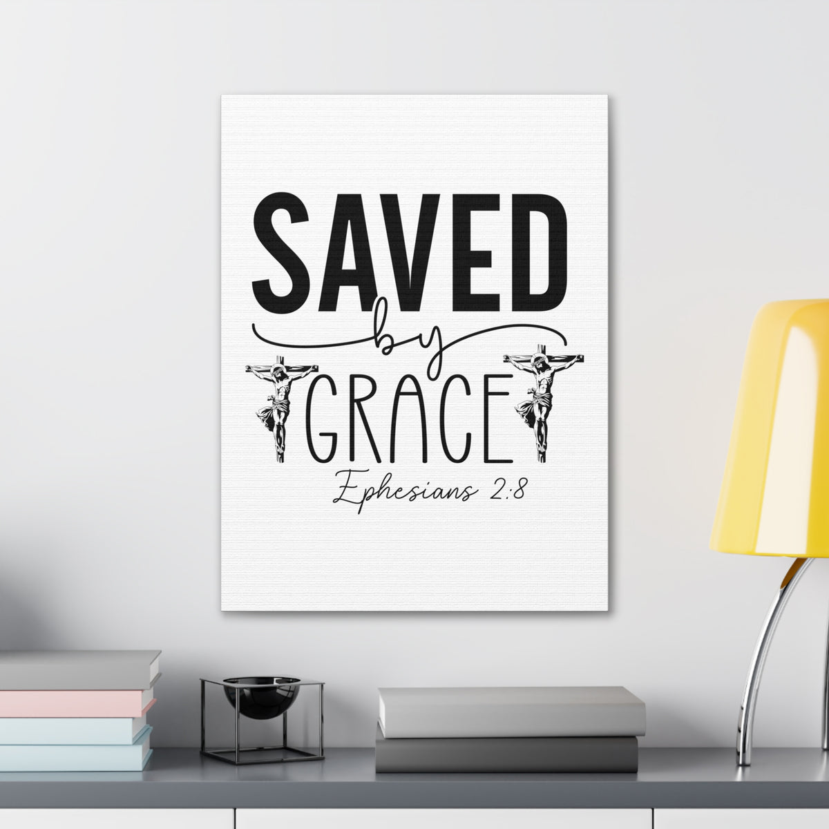 Scripture Walls Ephesian 2:8 Saved By Grace Bible Verse Canvas Christian Wall Art Ready to Hang Unframed-Express Your Love Gifts