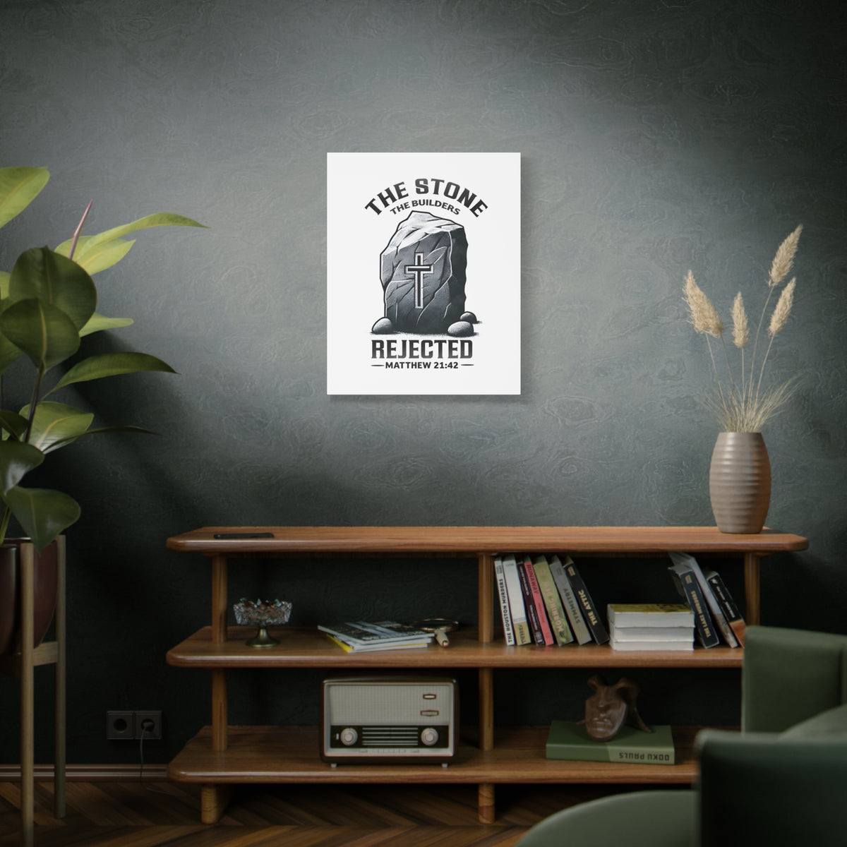 Scripture Walls Matthew 21:42 Rejected Bible Verse Canvas Christian Wall Art Ready to Hang Unframed-Express Your Love Gifts