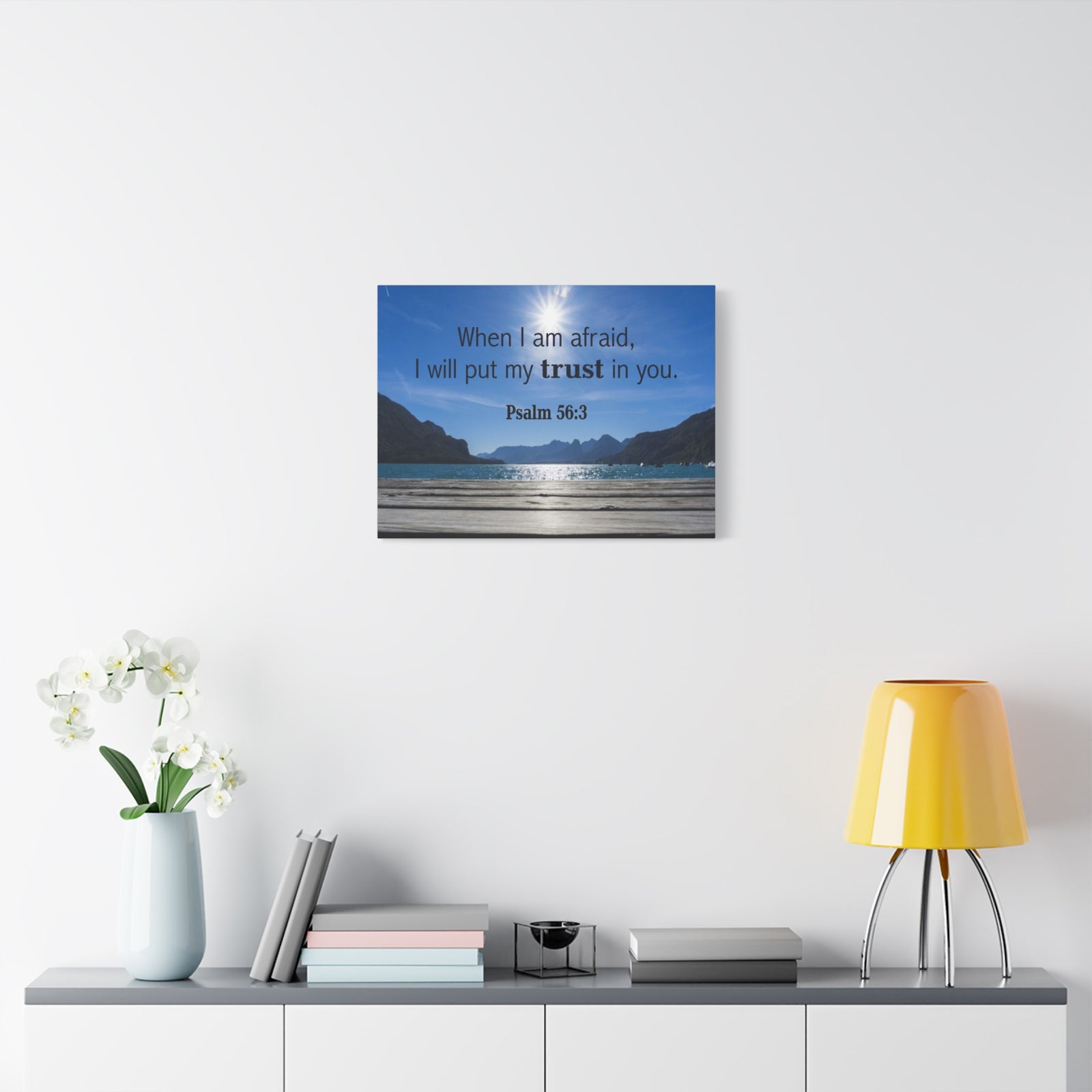 Scripture Canvas Trust Psalm 56:3 Christian Wall Art Bible Verse Print Ready to Hang-Express Your Love Gifts
