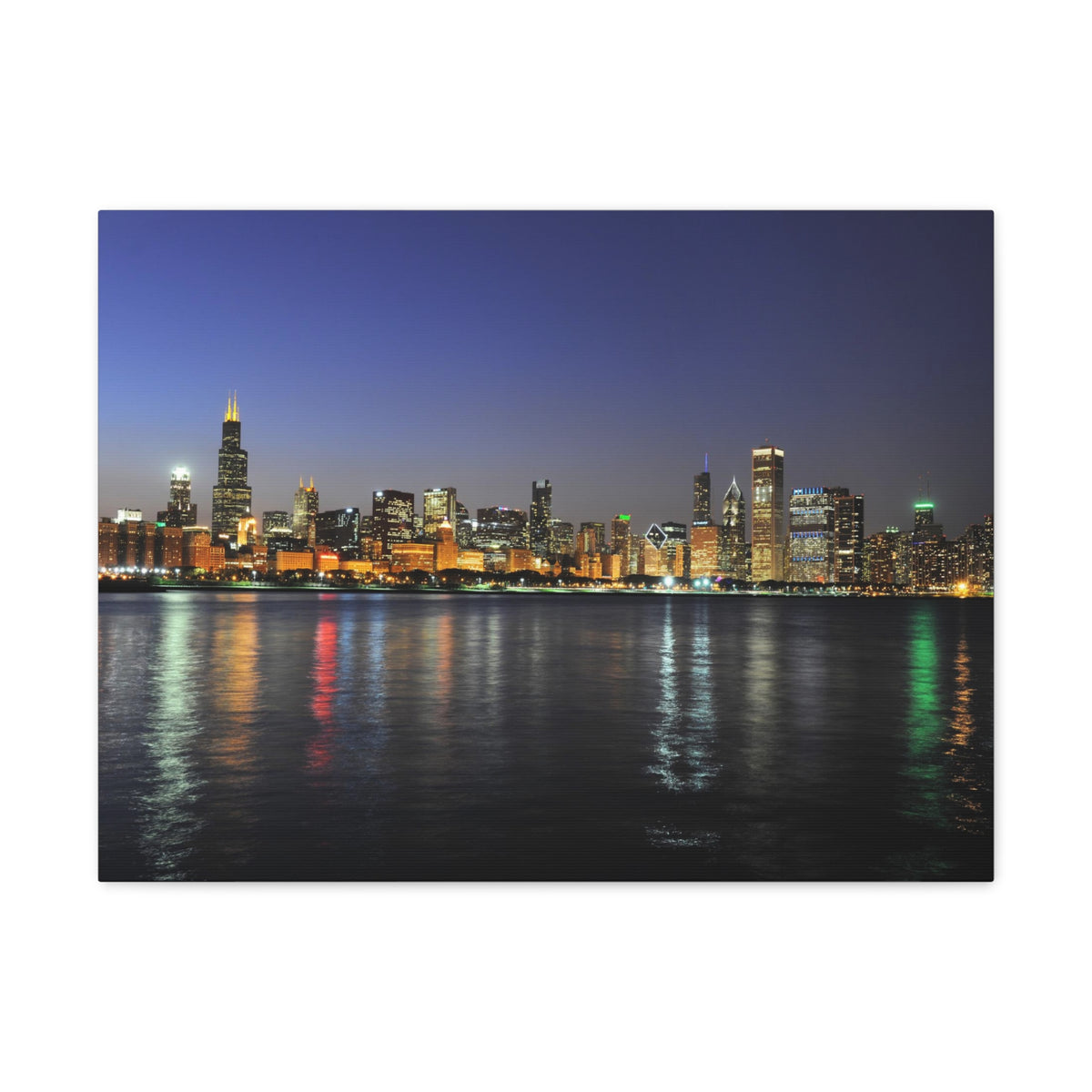 Chicago Night Skyline Canvas Artwork High-Quality Breathtaking Stunning Cityscape for Home Decor Ready to Hang-Express Your Love Gifts