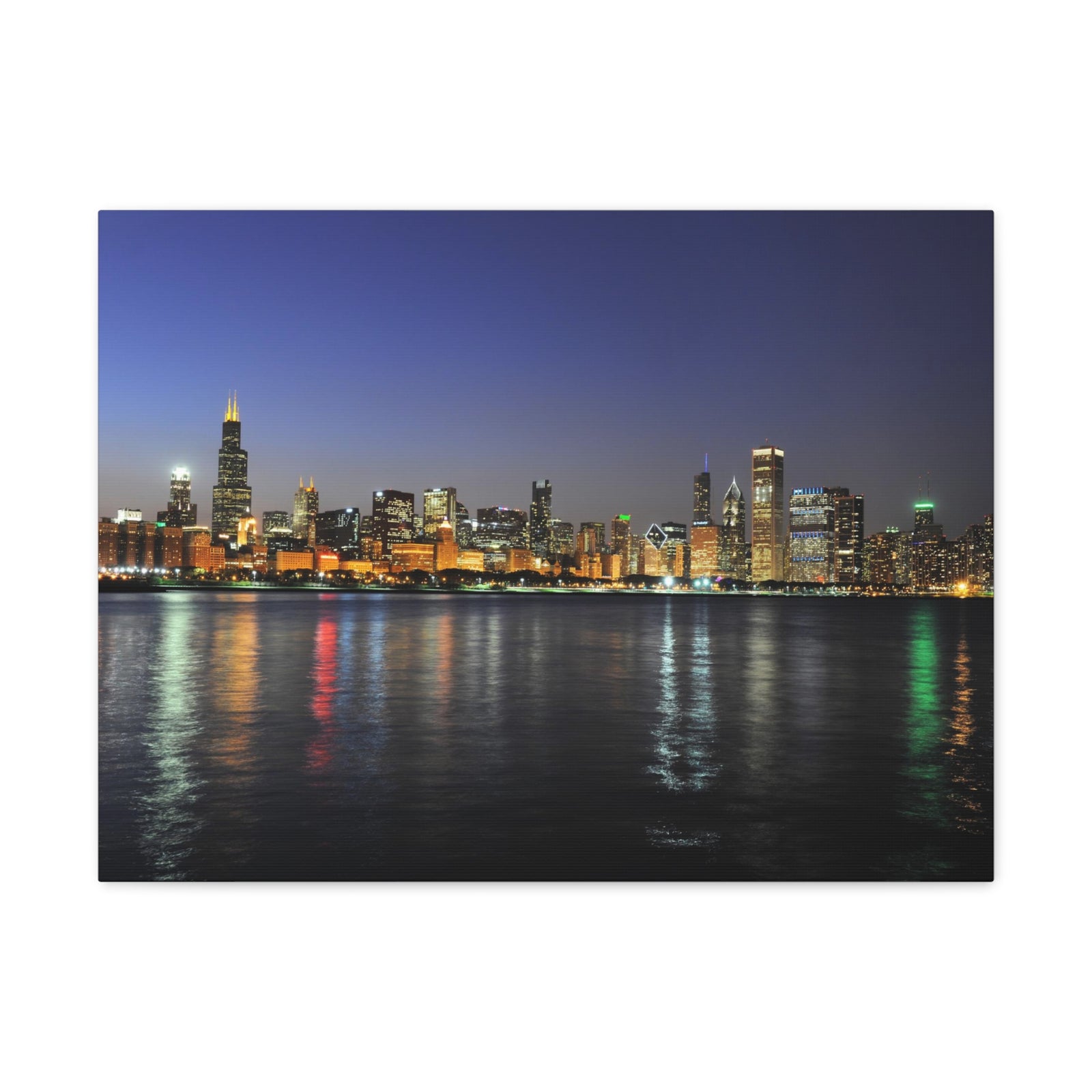 Chicago Night Skyline Canvas Artwork High-Quality Breathtaking Stunning Cityscape for Home Decor Ready to Hang-Express Your Love Gifts