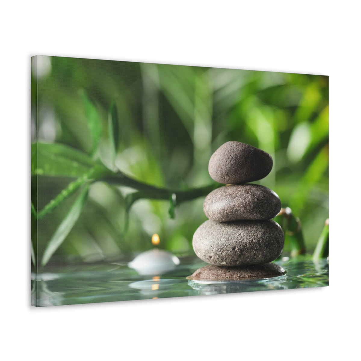 Candle with Bamboo Stem Forest Floral Nature Photography Canvas Wall Art for Home Decor Ready-to-Hang-Express Your Love Gifts