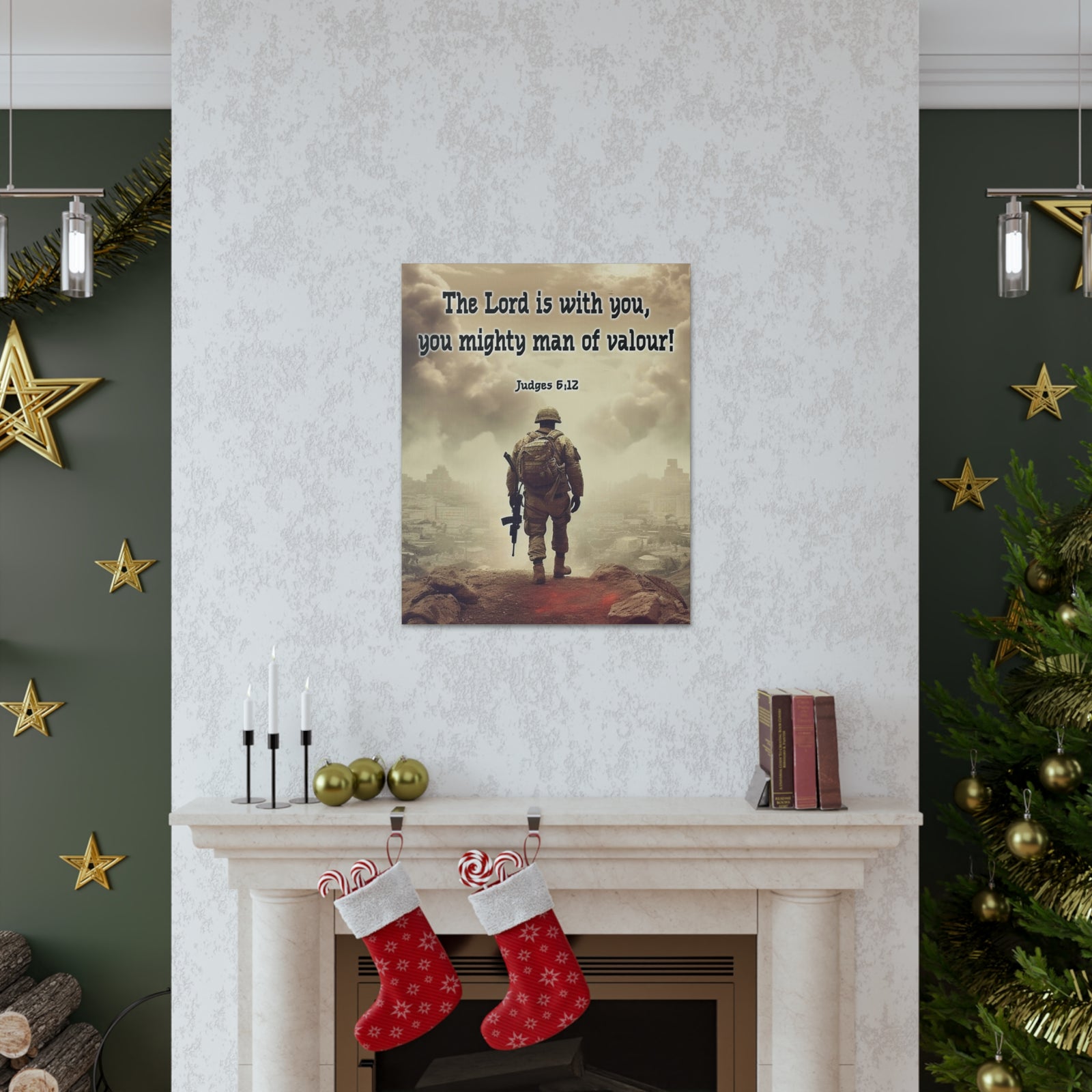 Scripture Walls Divine Valor: A Soldier's Journey Judges 6:12 Christian Wall Art Print Ready to Hang Unframed-Express Your Love Gifts