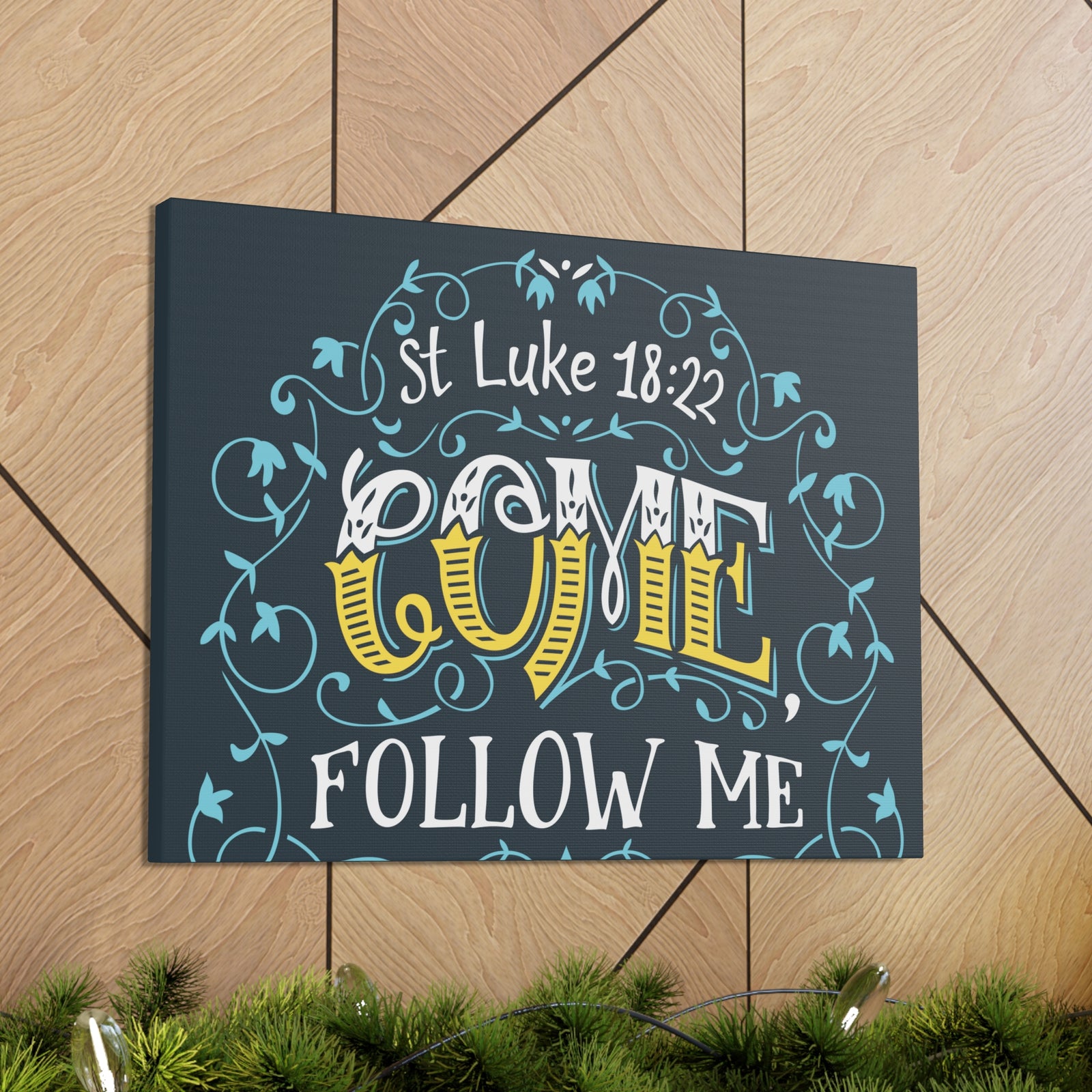 Scripture Canvas Come Follow Me Luke 18:22 Christian Wall Art Bible Verse Print Ready To Hang-Express Your Love Gifts
