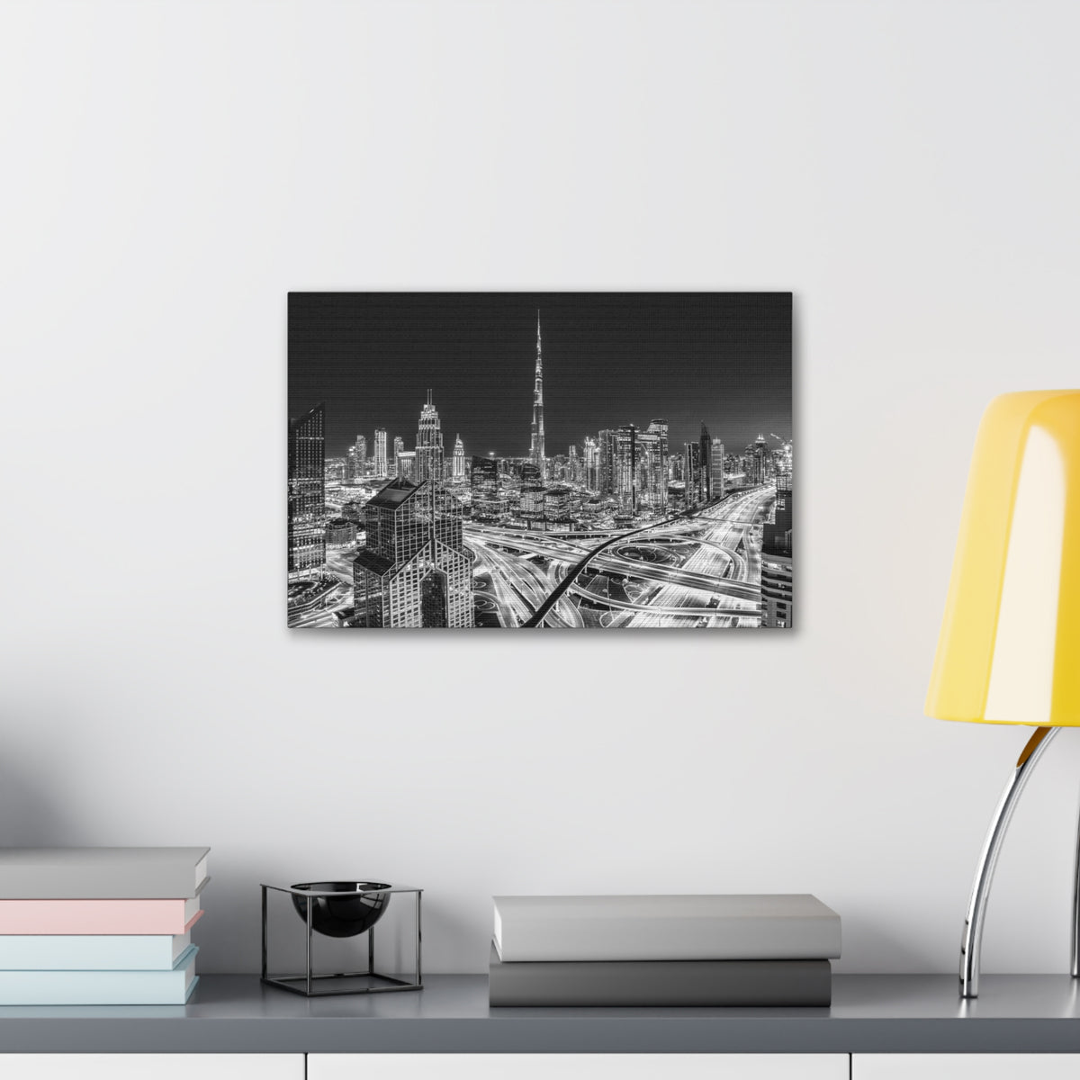 Dubai Black And White Skyline Canvas Artwork High-Quality Breathtaking Stunning Cityscape for Home Decor Ready to Hang-Express Your Love Gifts