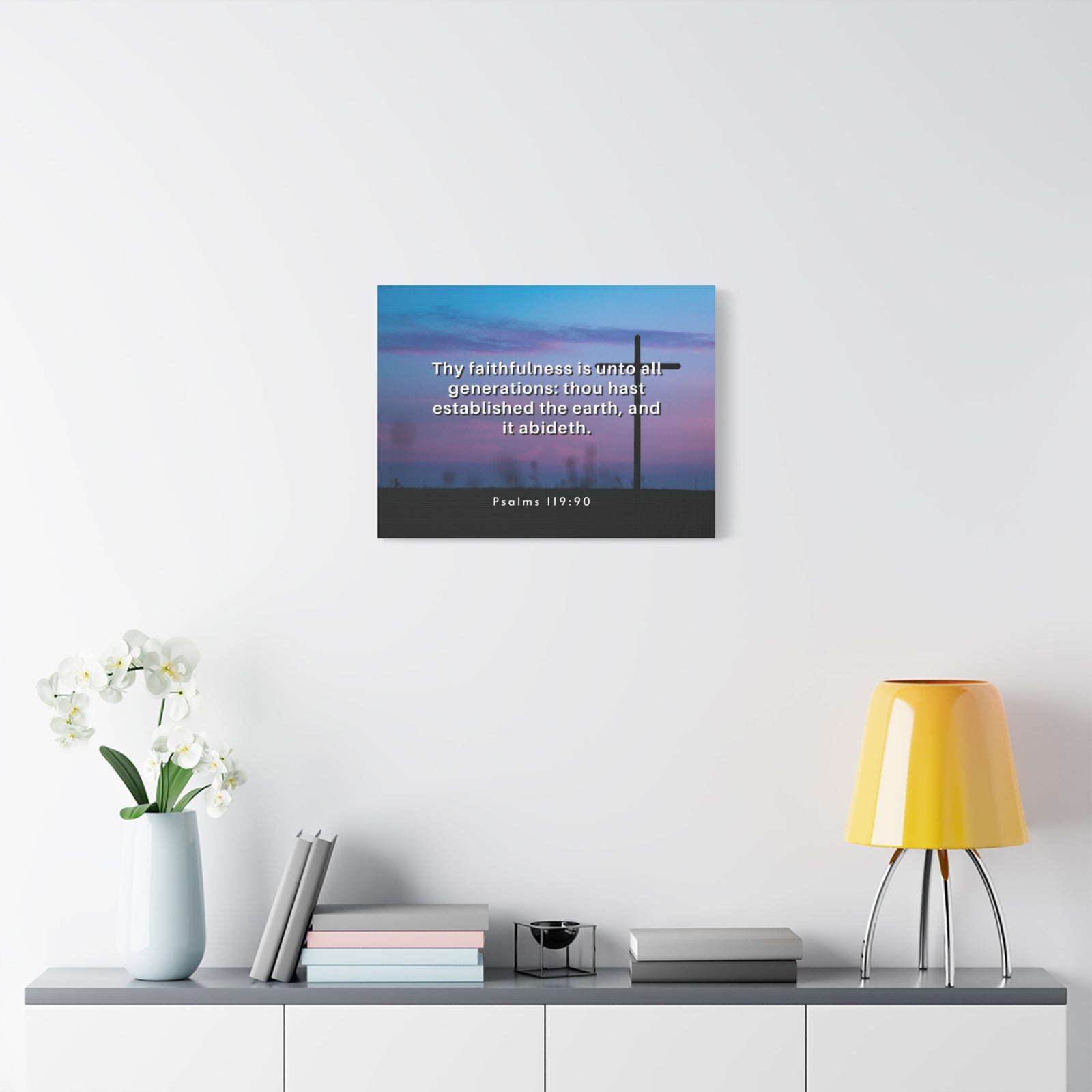 Scripture Canvas Thy Faithfulness Psalm 119:90 Christian Wall Art Bible Verse Print Ready to Hang-Express Your Love Gifts
