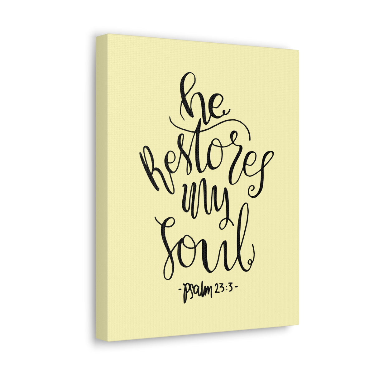 Scripture Walls He Restores My Soul Psalm 23:3 Bible Verse Canvas Christian Wall Art Ready To Hang-Express Your Love Gifts