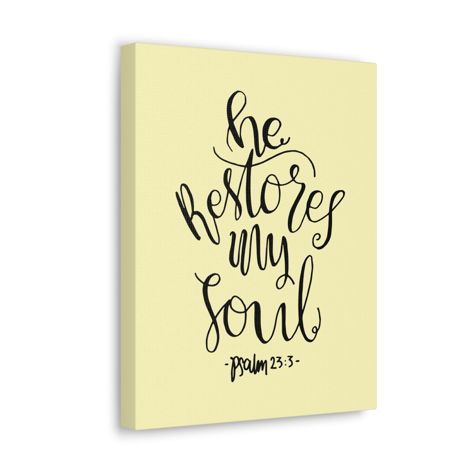 Scripture Walls He Restores My Soul Psalm 23:3 Bible Verse Canvas Christian Wall Art Ready To Hang-Express Your Love Gifts