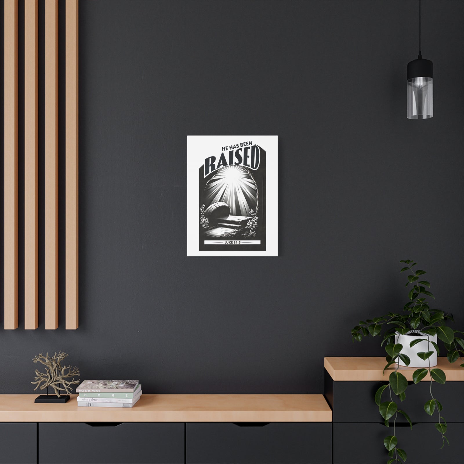 Scripture Walls Luke 24:6 He Has Been Raised Bible Verse Canvas Christian Wall Art Ready to Hang Unframed-Express Your Love Gifts