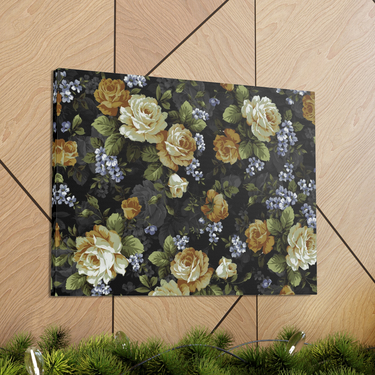 Monochrome Rose And Gray Small Flowers Flower Canvas Wall Art for Home Decor Ready-to-Hang-Express Your Love Gifts