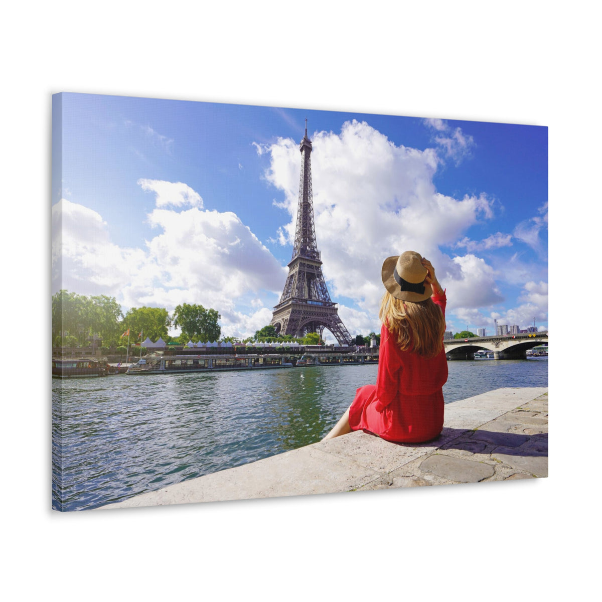 Eiffel Tower Sunrise Seine River Paris Skyline Canvas Artwork High-Quality Breathtaking Stunning Cityscape for Home Decor Ready to Hang-Express Your Love Gifts