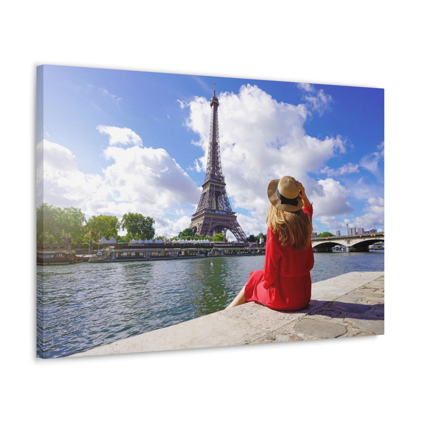 Eiffel Tower Sunrise Seine River Paris Skyline Canvas Artwork High-Quality Breathtaking Stunning Cityscape for Home Decor Ready to Hang-Express Your Love Gifts