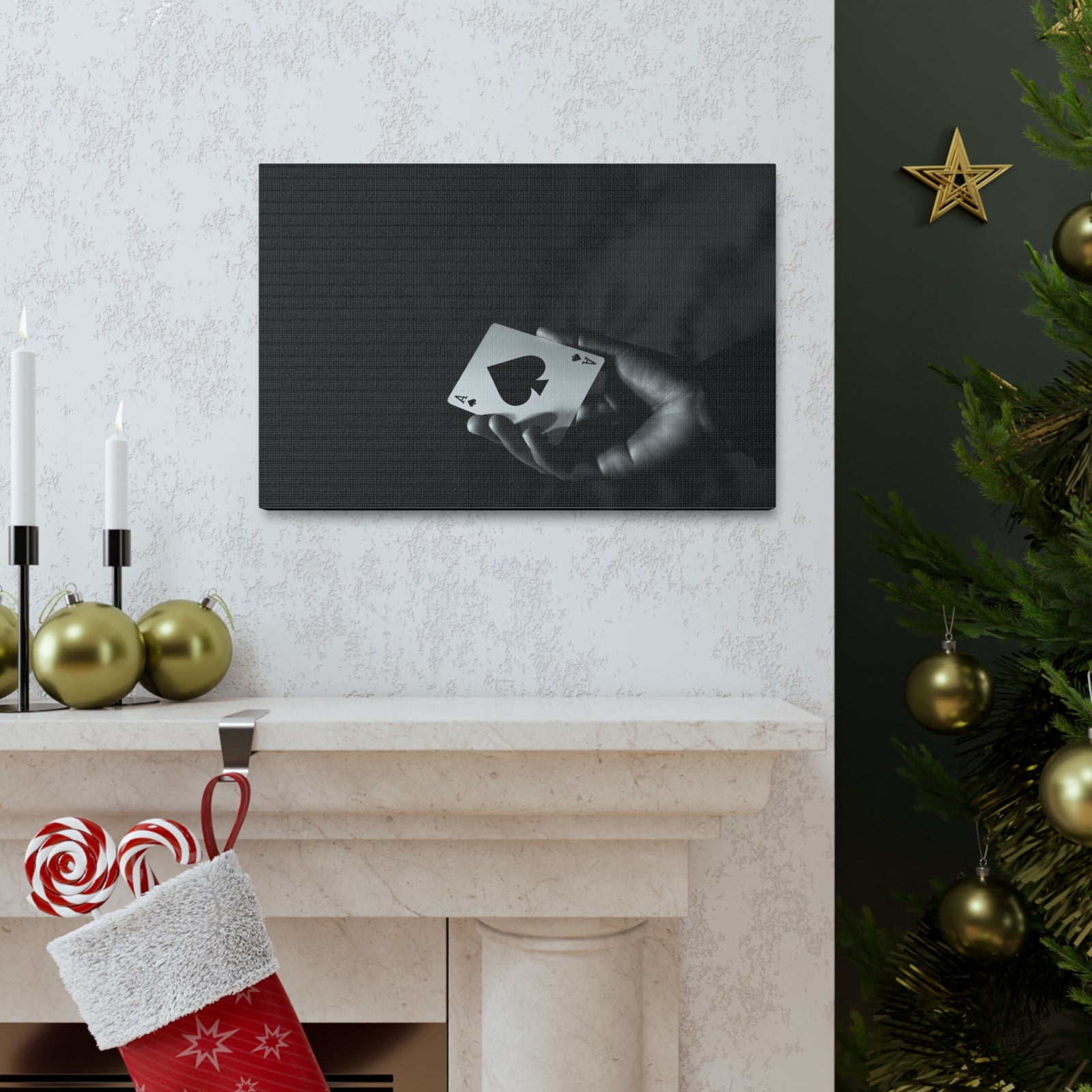 Ace of Spades In Hand Playing Card Canvas Wall Art for Home Decor Ready-to-Hang-Express Your Love Gifts