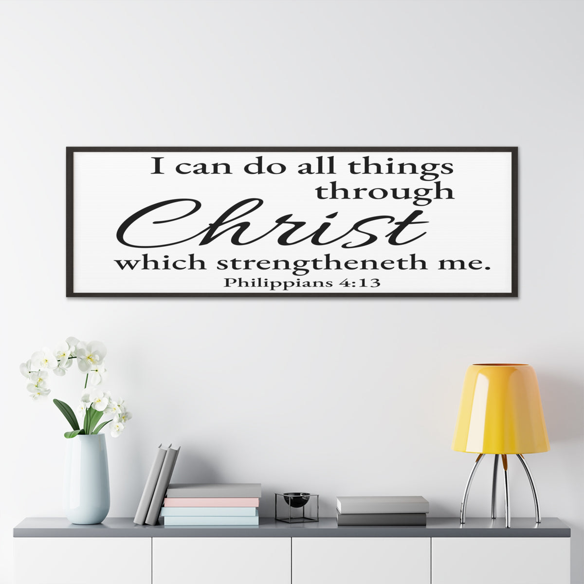 Scripture Walls Philippians 4:13 White Bible Verse Canvas Christian Wall Art Ready to Hang Unframed-Express Your Love Gifts