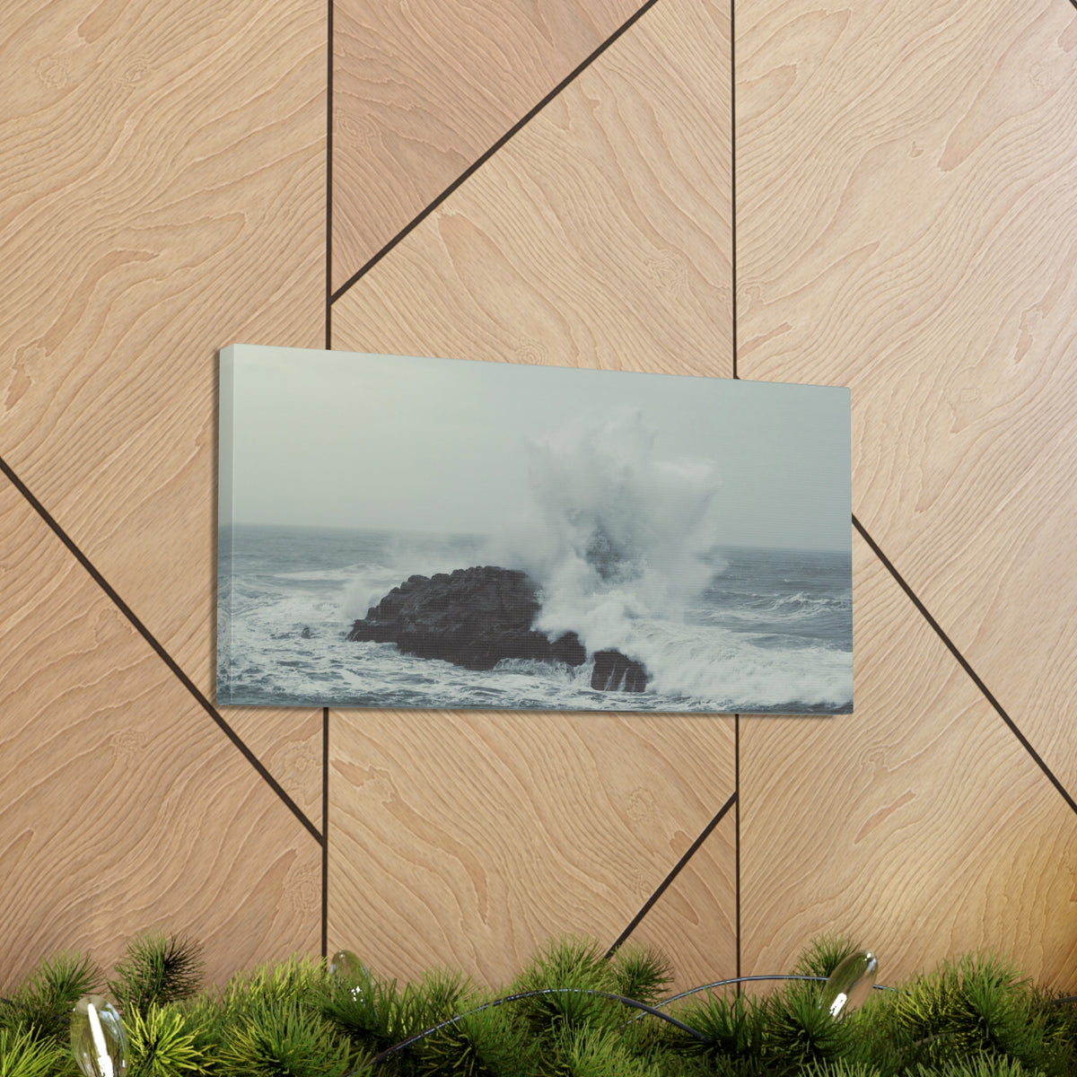 Splashing Water Rock Ocean Landscape Ocean Canvas Wall Art for Home Decor Ready-to-Hang-Express Your Love Gifts