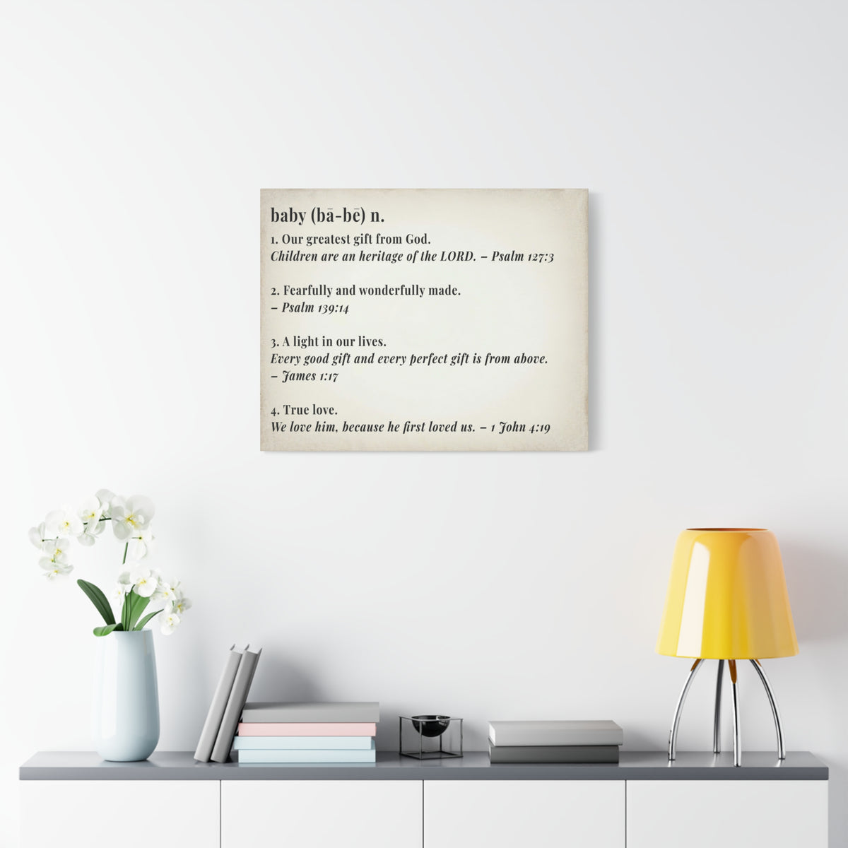 Scripture Walls Baby Definition by God Bible Verse Canvas Christian Wall Art Ready to Hang Unframed-Express Your Love Gifts