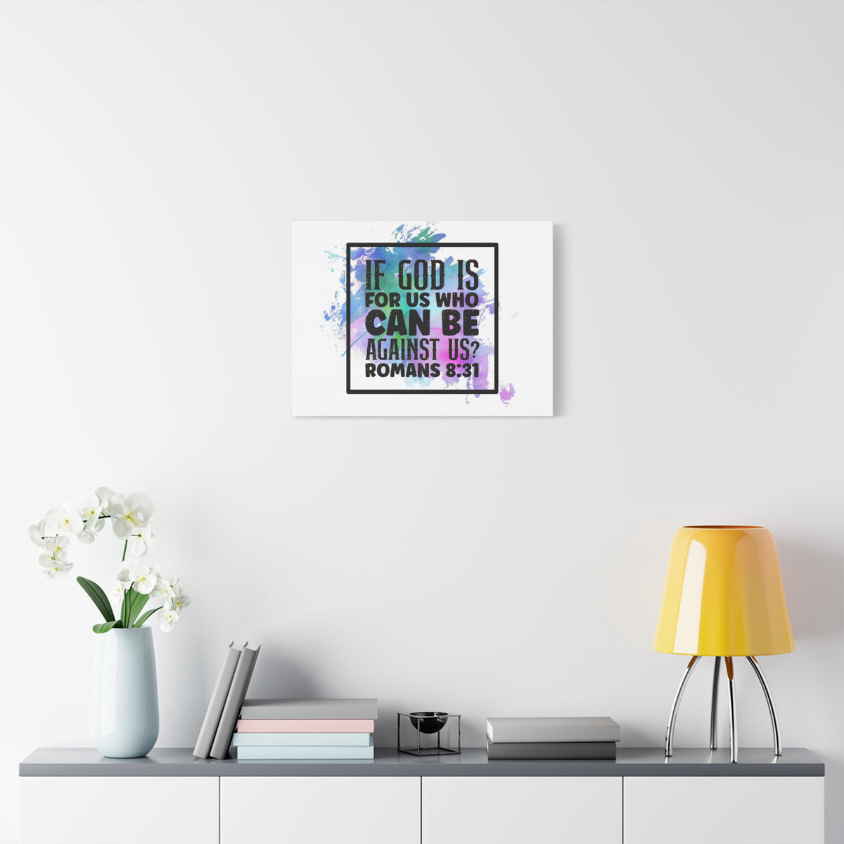 Scripture Walls Romans 8:31 Who Can Be Against Us Bible Verse Canvas Christian Wall Art Ready to Hang Unframed-Express Your Love Gifts