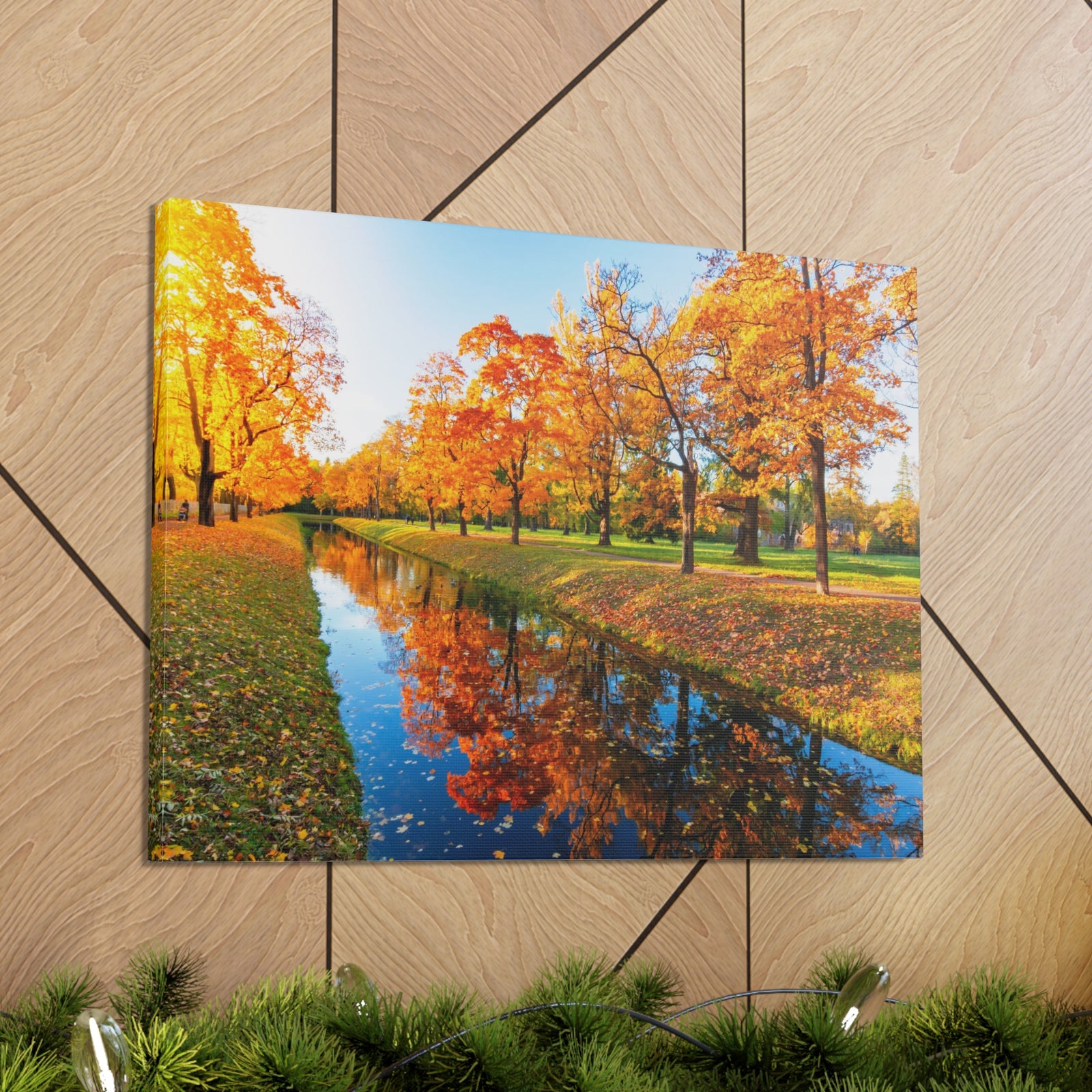 Obvodny Canal in Autumn Forest Floral Nature Photography Canvas Wall Art for Home Decor Ready-to-Hang-Express Your Love Gifts