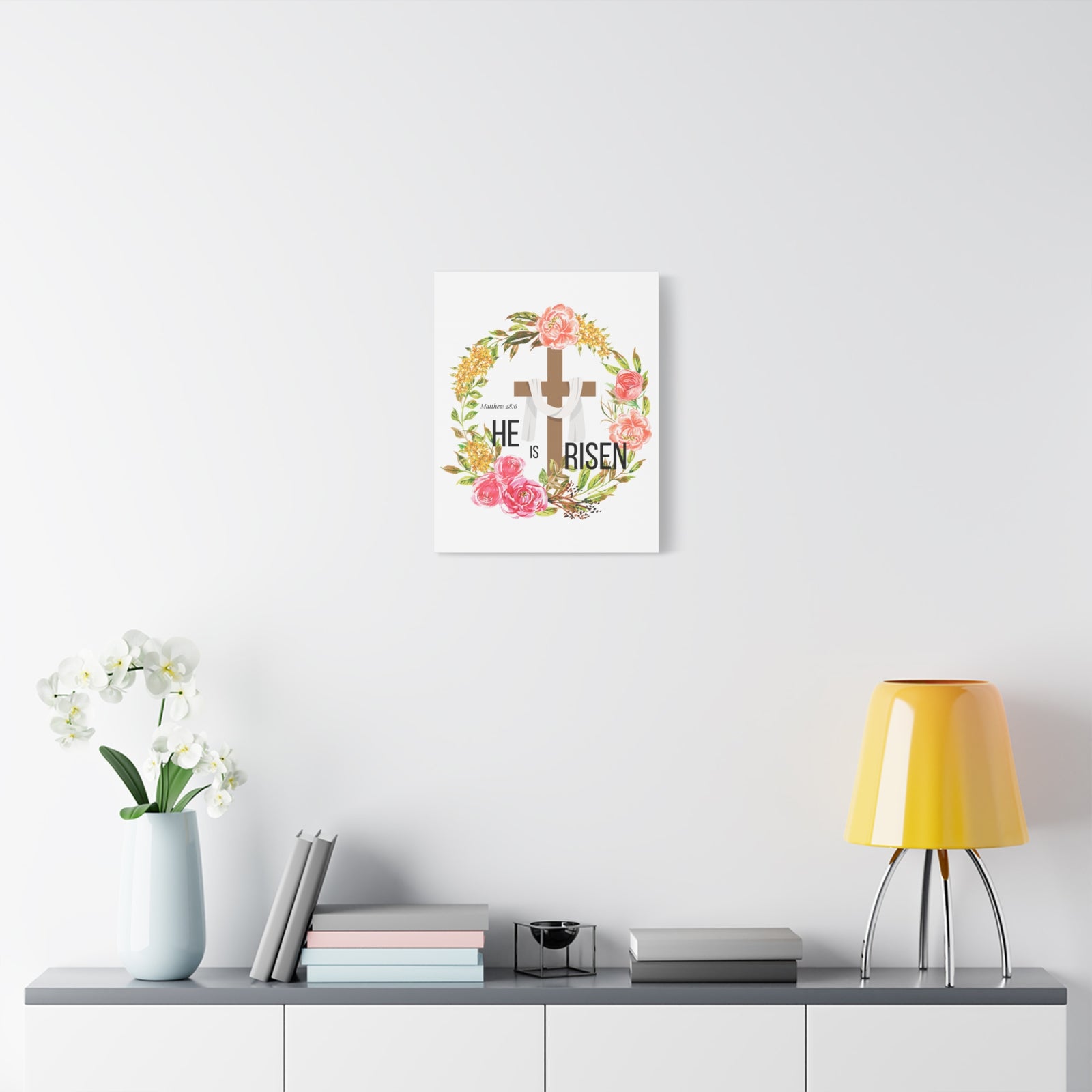 Scripture Walls Matthew 28:6 He Is Risen Bible Verse Canvas Christian Wall Art Ready to Hang Unframed-Express Your Love Gifts