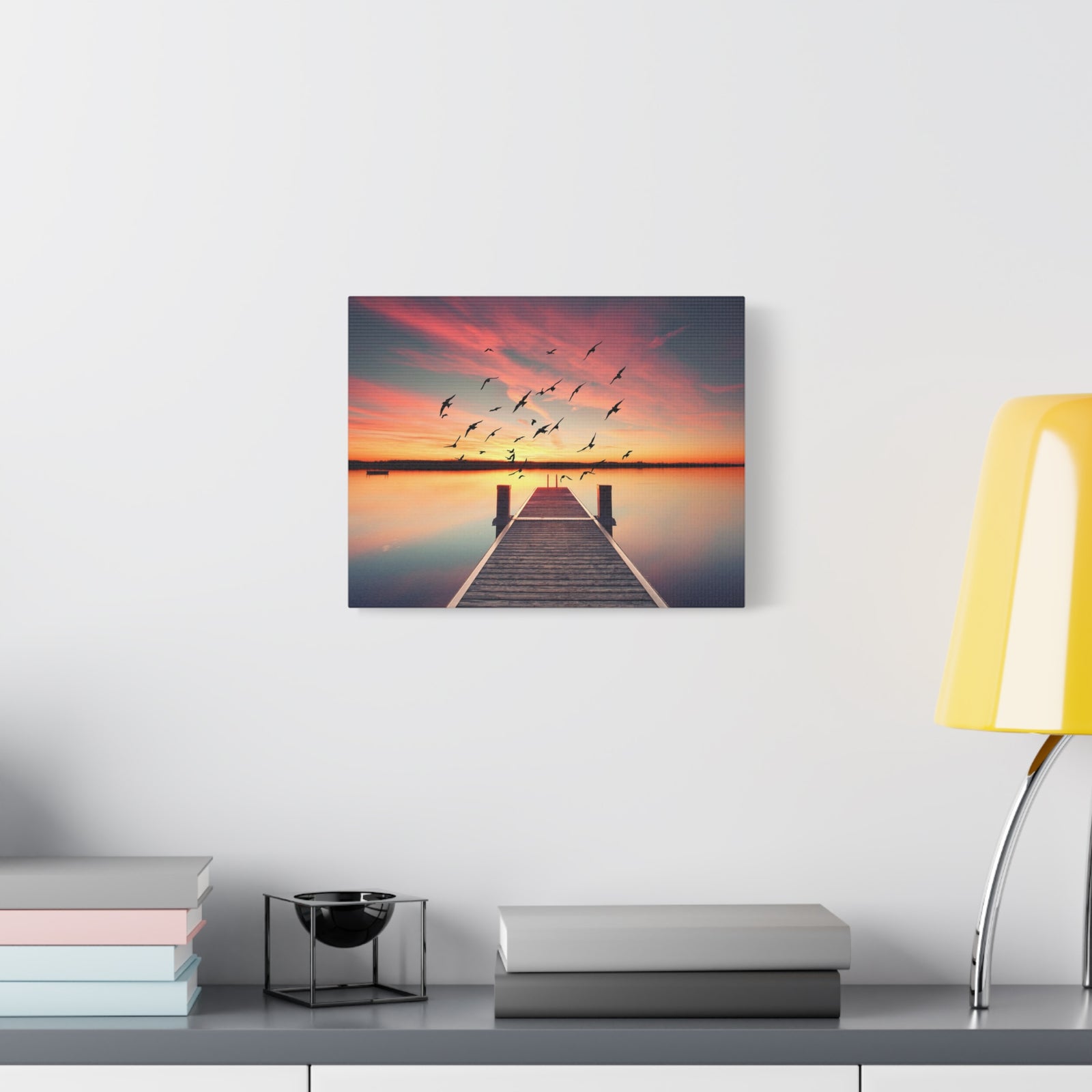 Evening Beach Pier Nature Wilderness Photography Canvas Wall Art for Home Decor Ready-to-Hang-Express Your Love Gifts