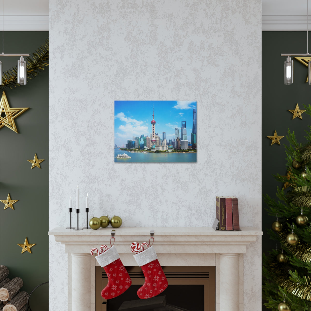 Shanghai Daytime Skyline Canvas Artwork High-Quality Breathtaking Stunning Cityscape for Home Decor Ready to Hang-Express Your Love Gifts