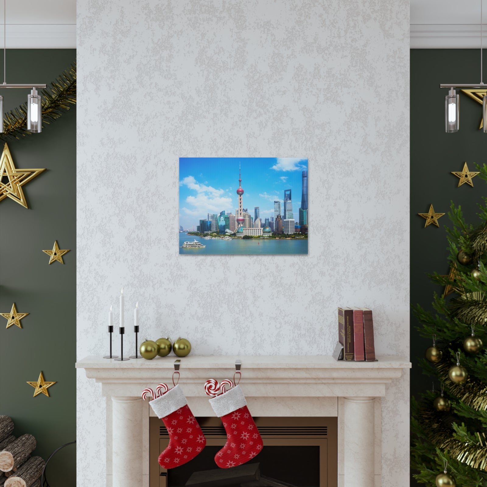 Shanghai Daytime Skyline Canvas Artwork High-Quality Breathtaking Stunning Cityscape for Home Decor Ready to Hang-Express Your Love Gifts