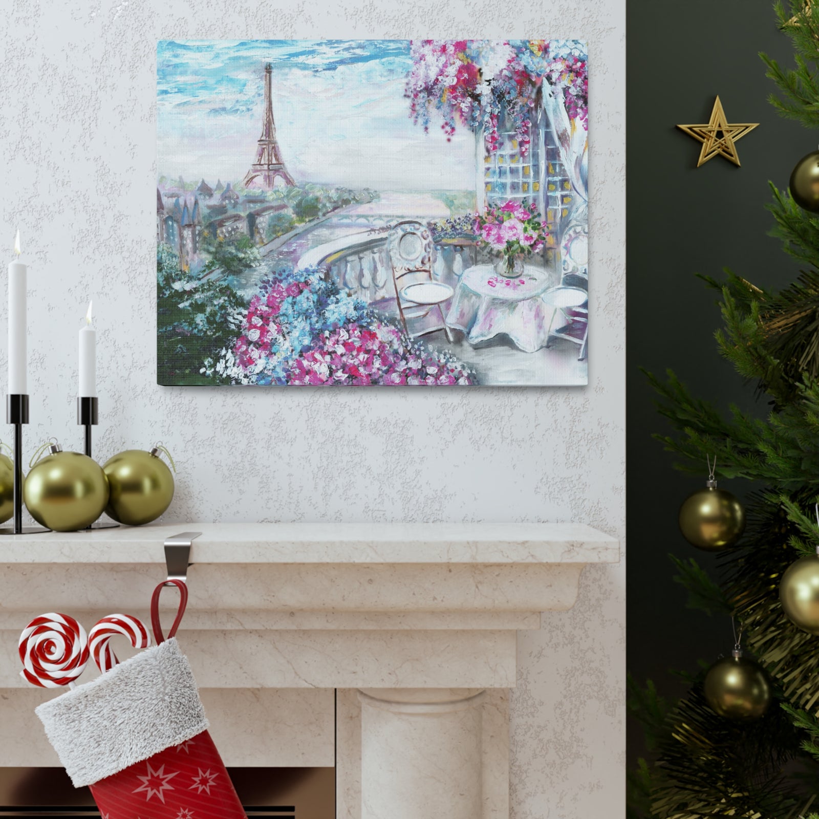 Paris Pink Eiffel Tower France Canvas Artwork High-Quality Breathtaking French City for Home Decor Ready to Hang-Express Your Love Gifts