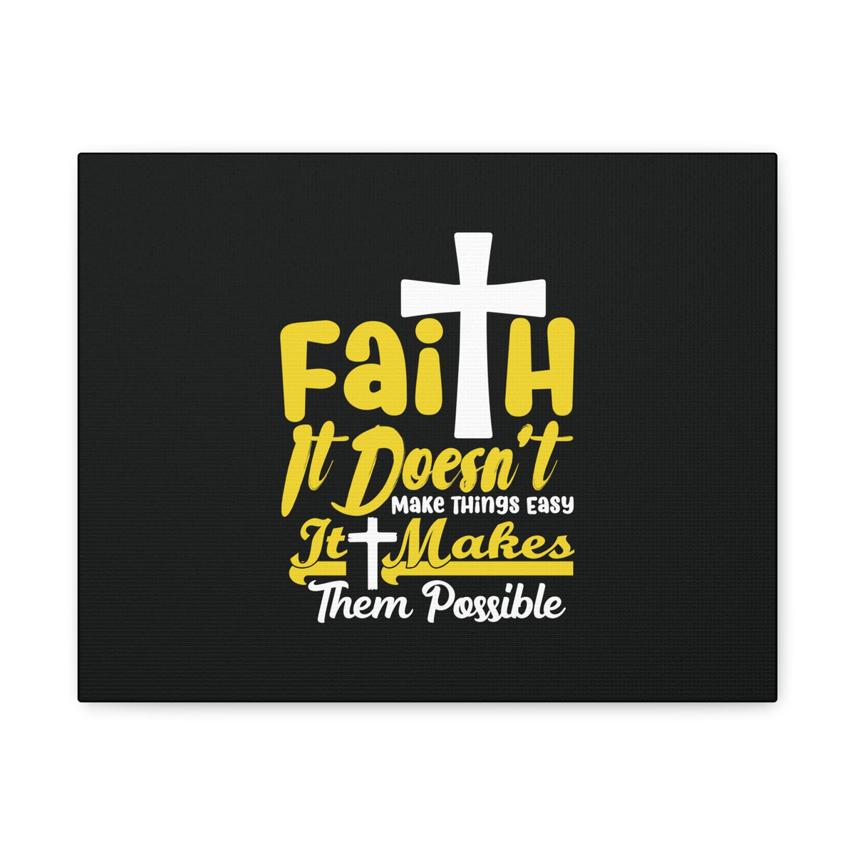 Scripture Canvas Faith Yellow Luke 1:37 Christian Wall Art Bible Verse Print Ready to Hang-Express Your Love Gifts