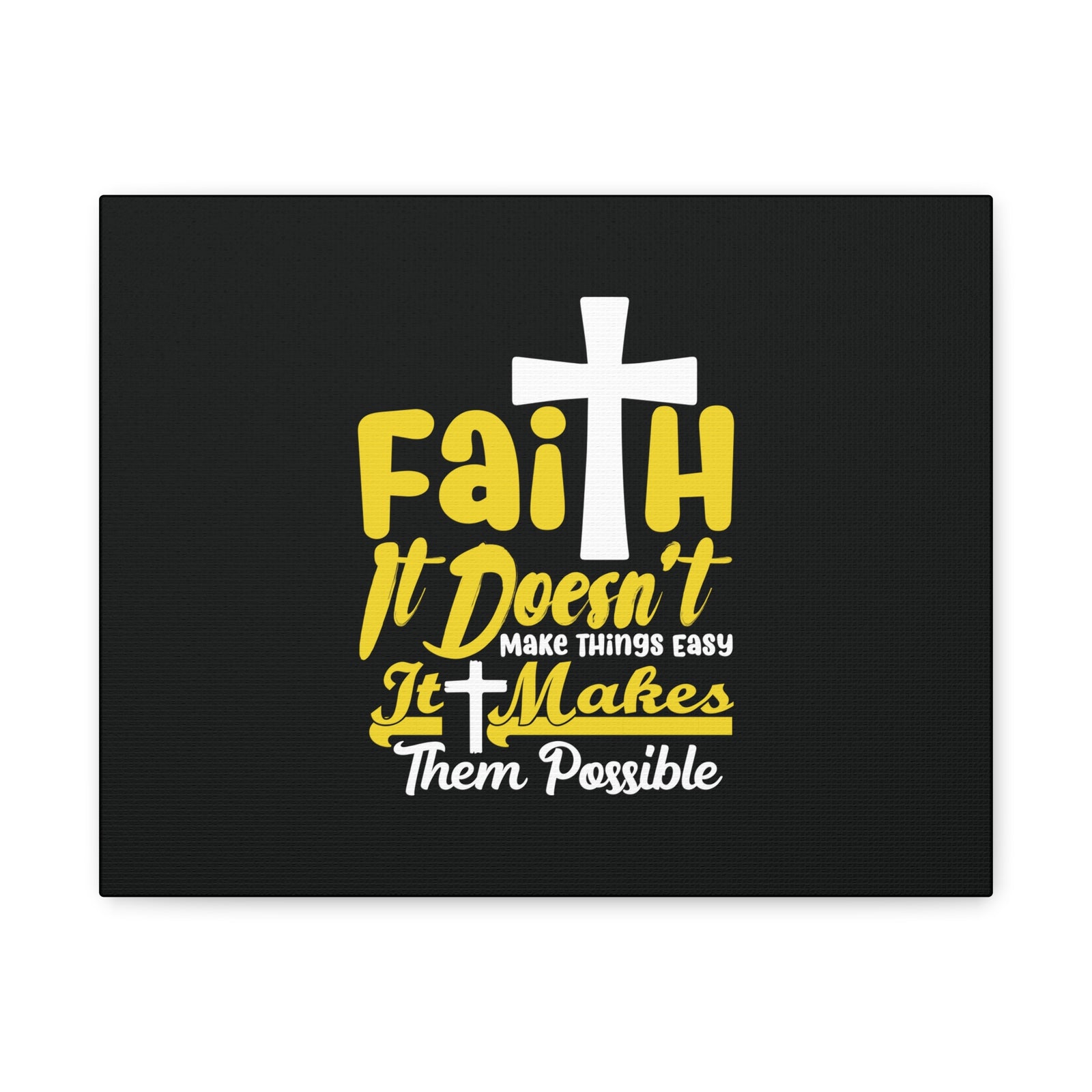 Scripture Canvas Faith Yellow Luke 1:37 Christian Wall Art Bible Verse Print Ready to Hang-Express Your Love Gifts