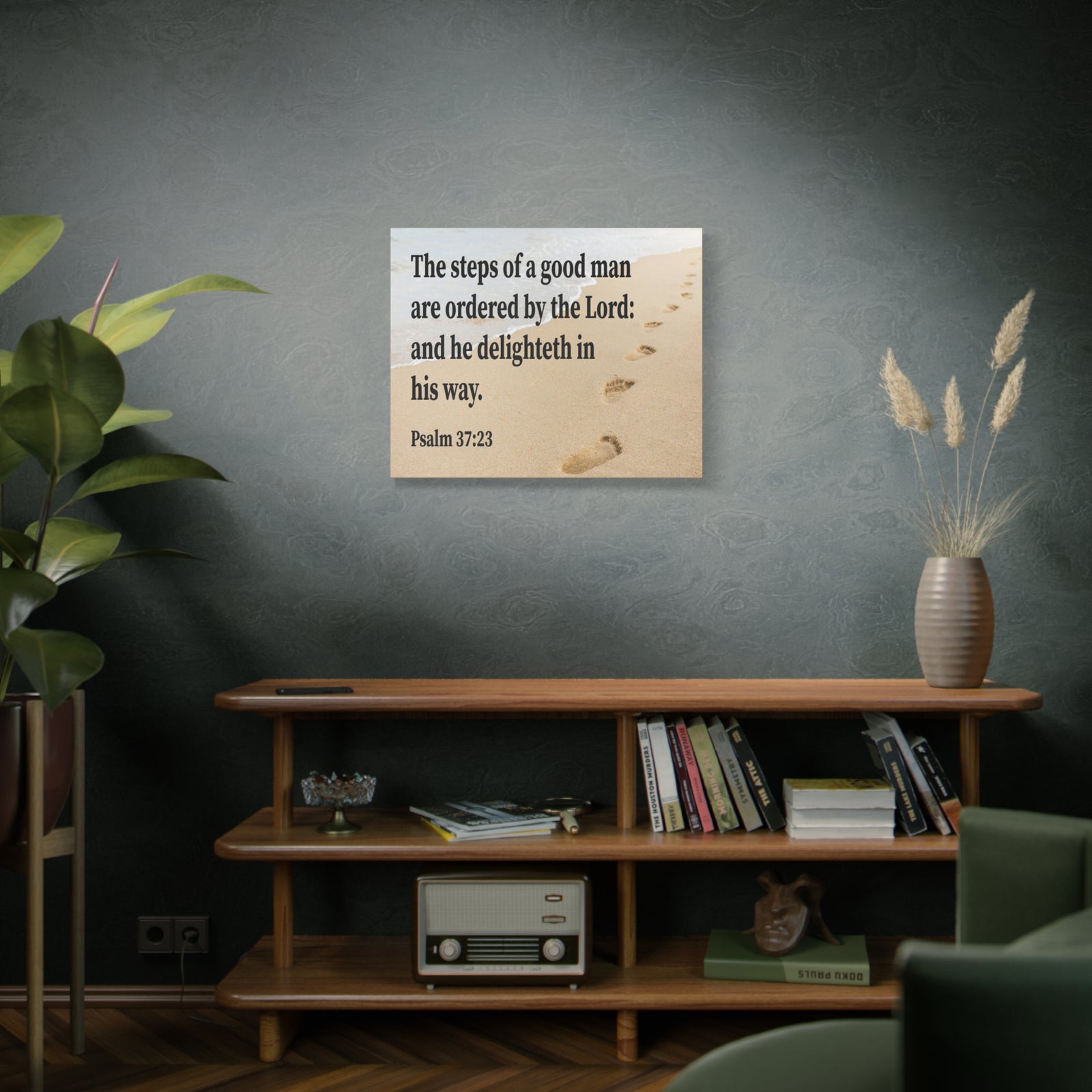 Scripture Walls Psalm 37:23 Steps of a Good Man Scripture Bible Verse Canvas Christian Wall Art Ready to Hang Unframed-Express Your Love Gifts