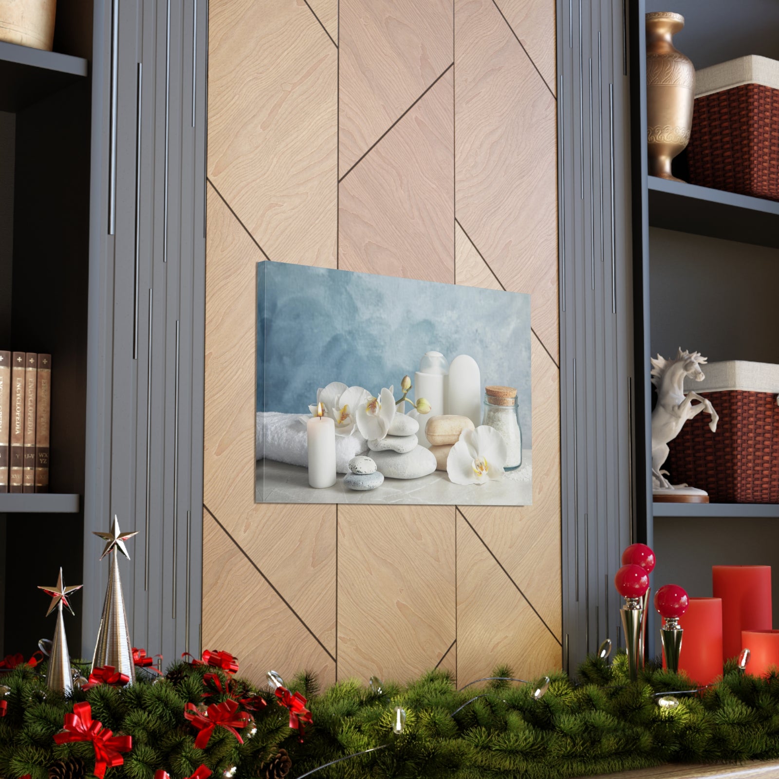 Stones on Light Table Forest Floral Nature Photography Canvas Wall Art for Home Decor Ready-to-Hang-Express Your Love Gifts