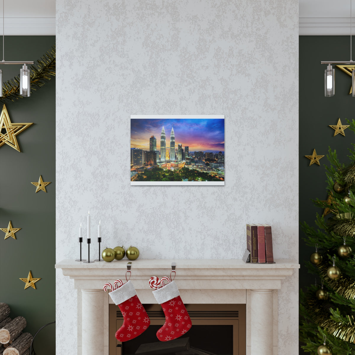 Kuala Lumpur Night Skyline Canvas Artwork High-Quality Breathtaking Stunning Cityscape for Home Decor Ready to Hang-Express Your Love Gifts