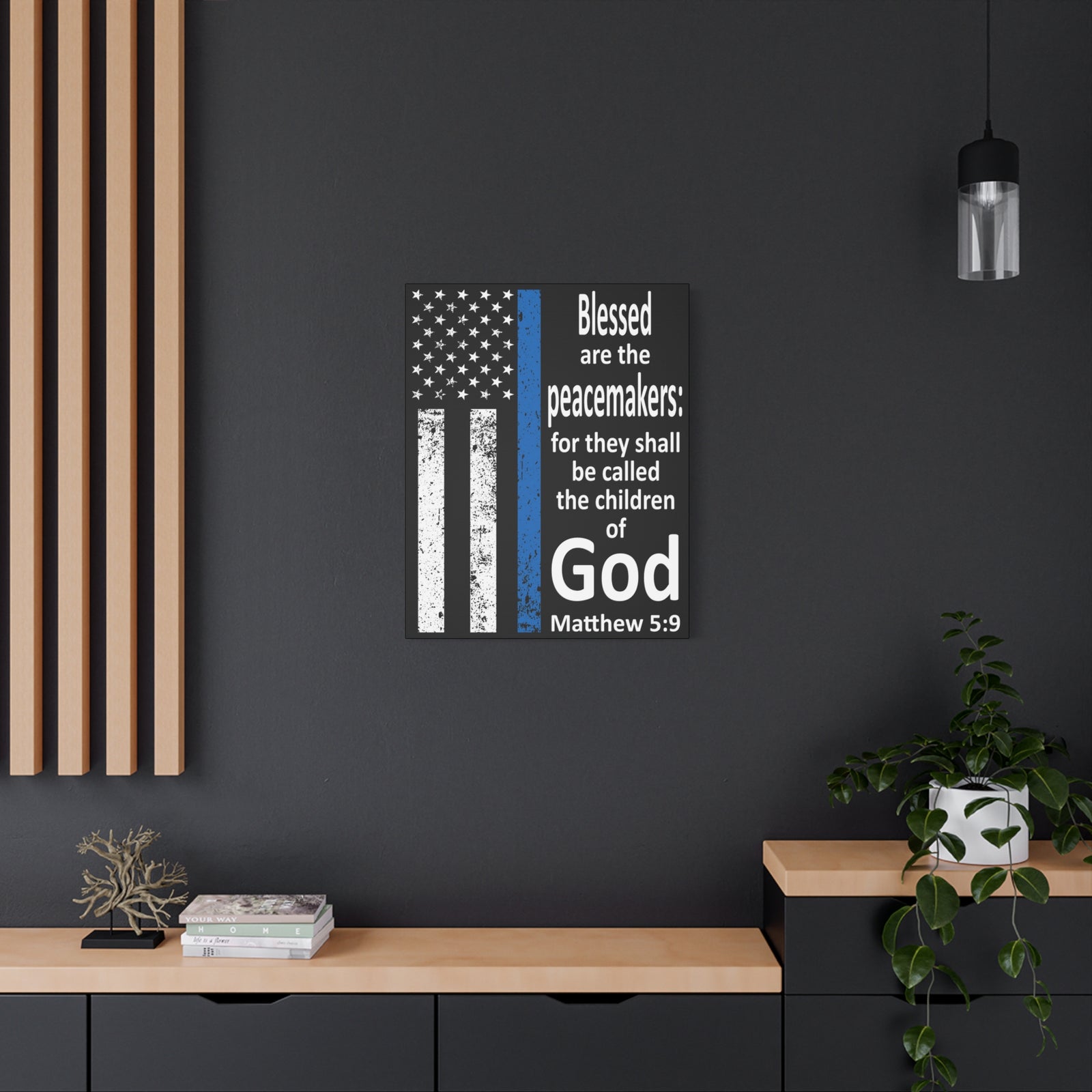 Scripture Walls Matthew 5:9 Police Officer Sign Bible Canvas Christian Wall Art Ready to Hang Unframed-Express Your Love Gifts