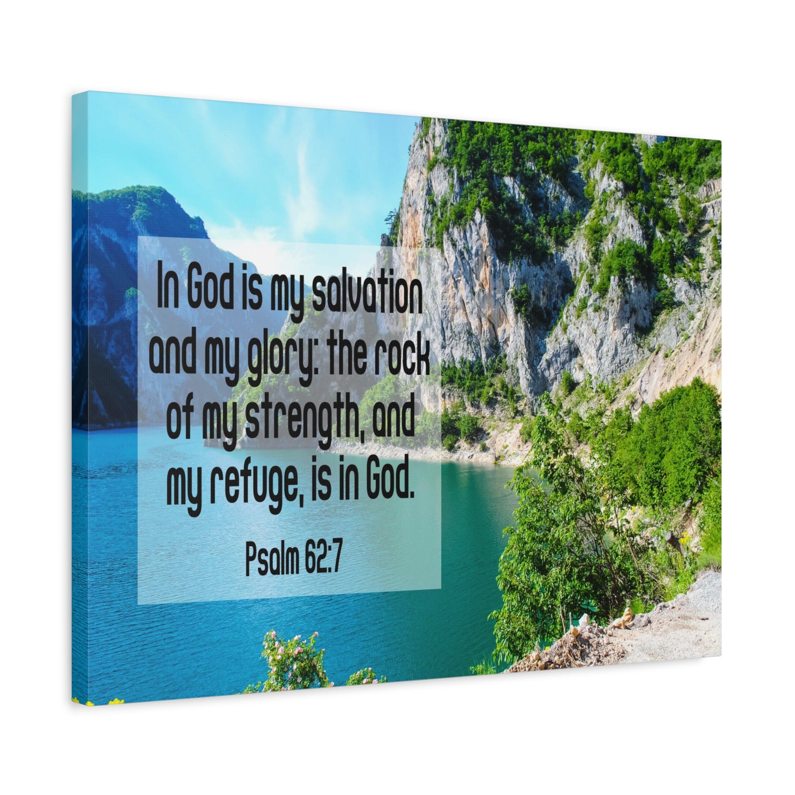 Scripture Canvas In God is My Salvation Psalm 62:7 Christian Wall Art Bible Verse Print Ready to Hang-Express Your Love Gifts