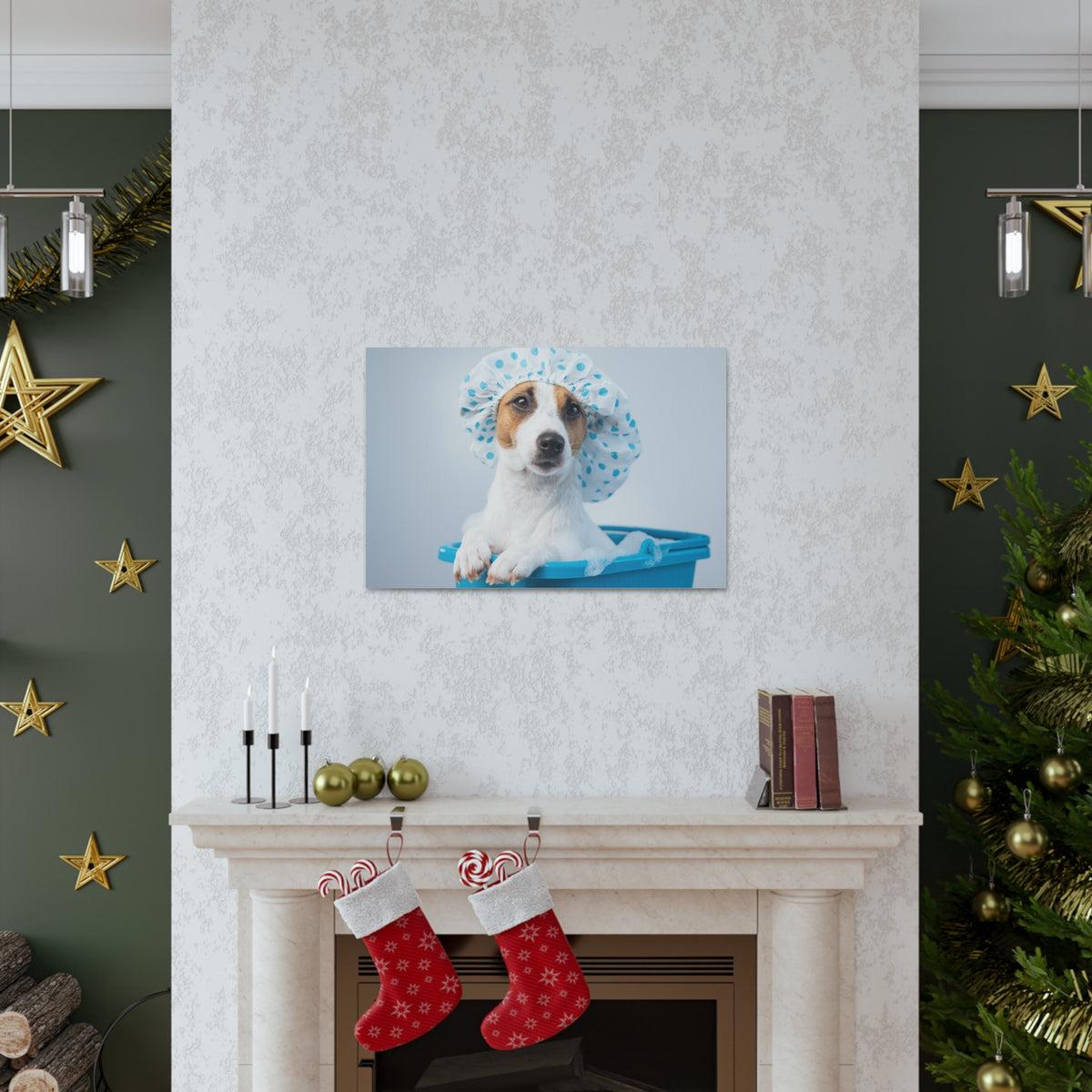 Cute Russel Terrier Bath Canvas Wall Art for Home Decor Ready-to-Hang-Express Your Love Gifts