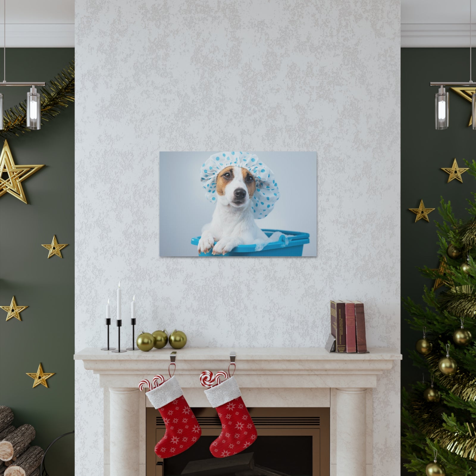 Cute Russel Terrier Bath Canvas Wall Art for Home Decor Ready-to-Hang-Express Your Love Gifts