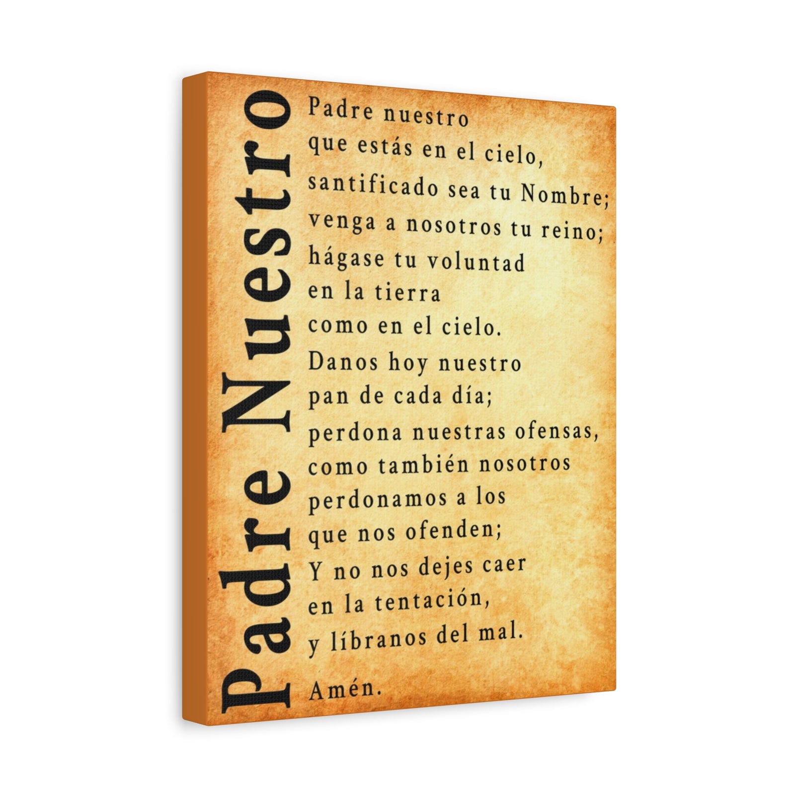 Scripture Walls Padre Nuestro Lord's Prayer Spanish Gold Canvas Christian Wall Art Ready to Hang Unframed-Express Your Love Gifts