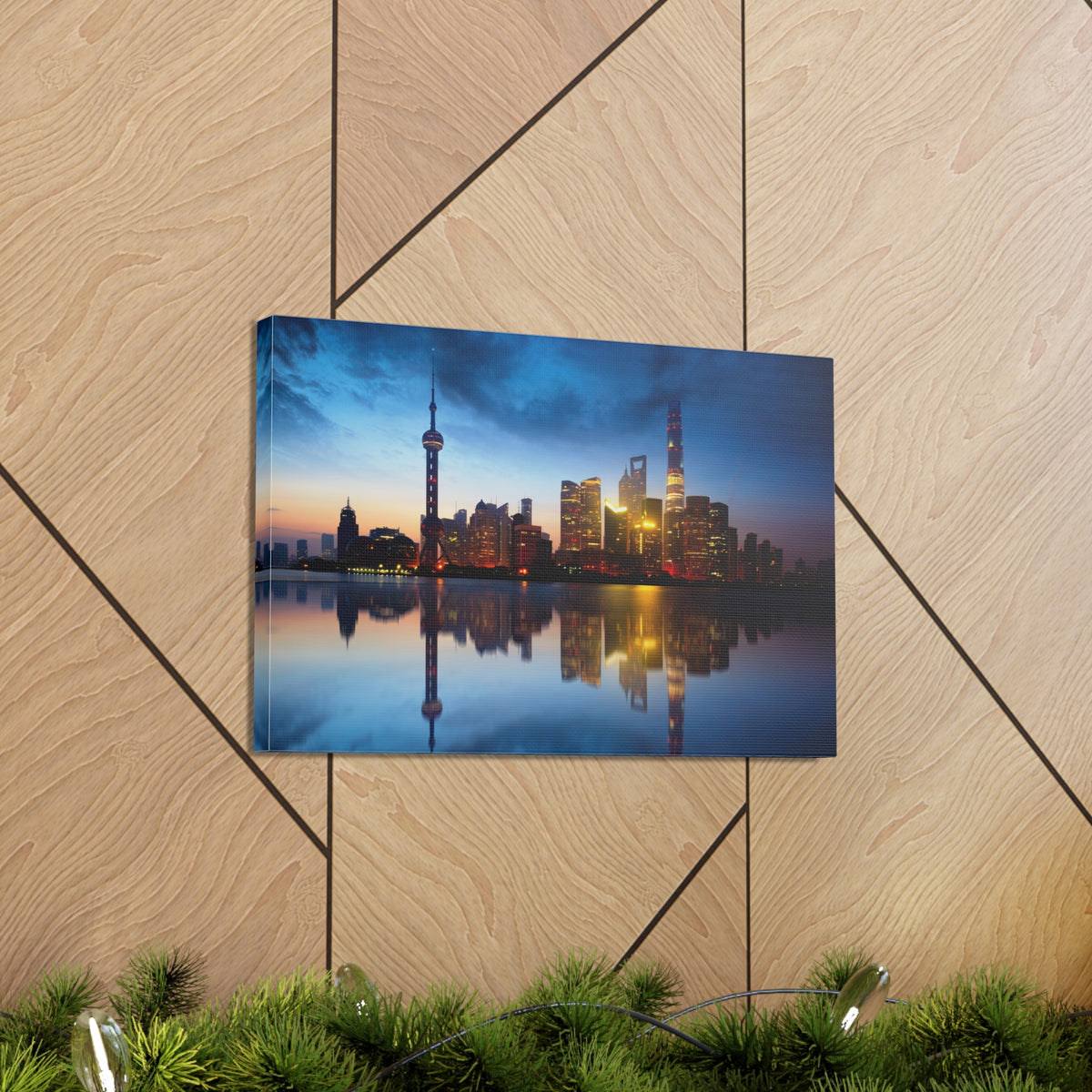 Shanghai Night Skyline Canvas Artwork High-Quality Breathtaking Stunning Cityscape for Home Decor Ready to Hang-Express Your Love Gifts