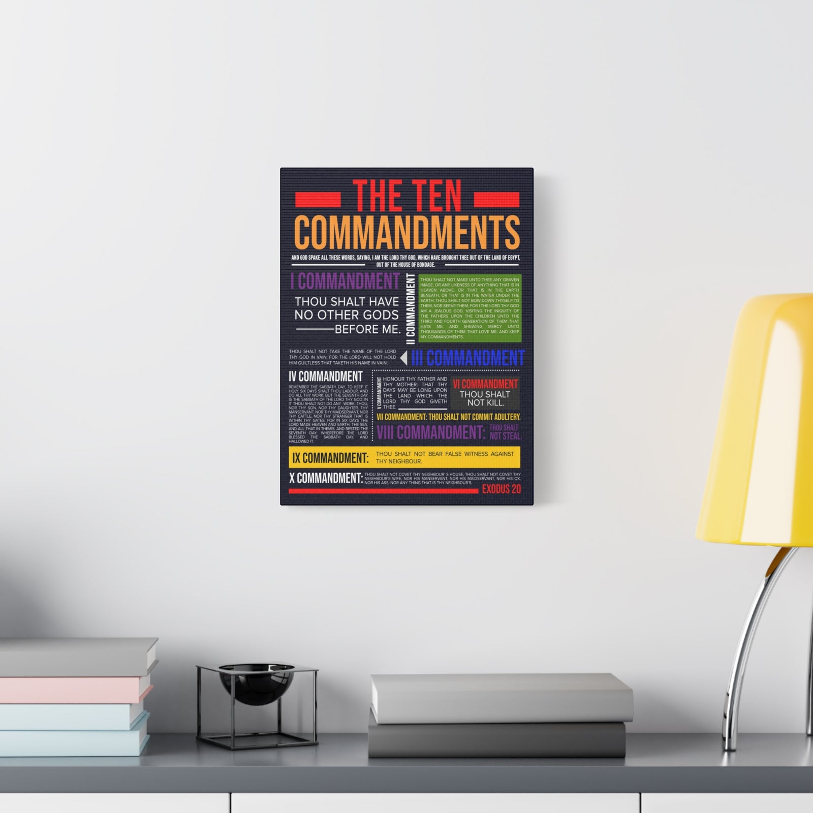 Ten Commandments Canvas Print Scripture Wall Art Christian Home Decor-Express Your Love Gifts