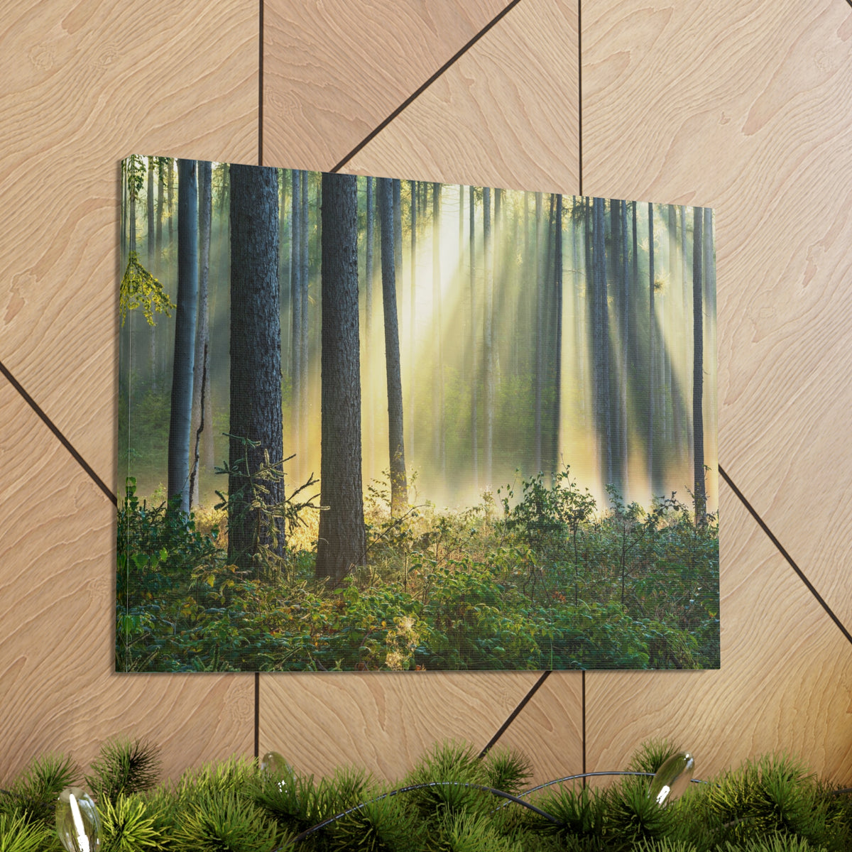 Sunrise Green Forest Nature Wilderness Photography Canvas Wall Art for Home Decor Ready-to-Hang-Express Your Love Gifts