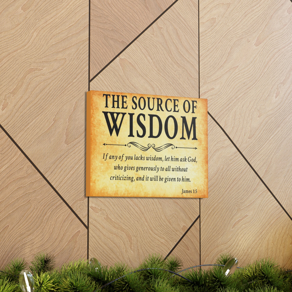 Scripture Walls James 1:5 The Source of Wisdom Gold Bible Verse Canvas Christian Wall Art Ready to Hang Unframed-Express Your Love Gifts