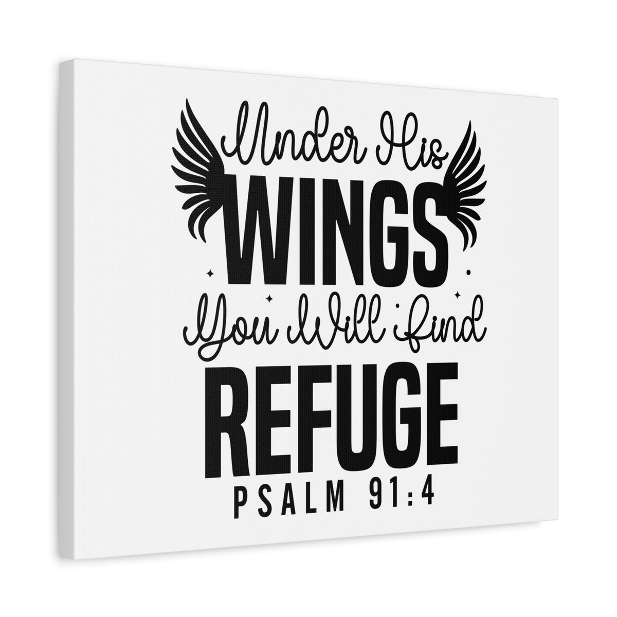 Scripture Walls Psalm 91:4 Under His Wings Bible Verse Canvas Christian Wall Art Ready to Hang Unframed-Express Your Love Gifts