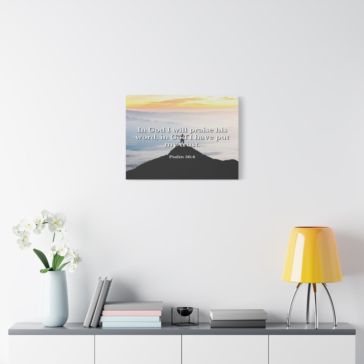 Scripture Canvas Praise His Word Psalm 56:4 Christian Wall Art Bible Verse Print Ready to Hang-Express Your Love Gifts