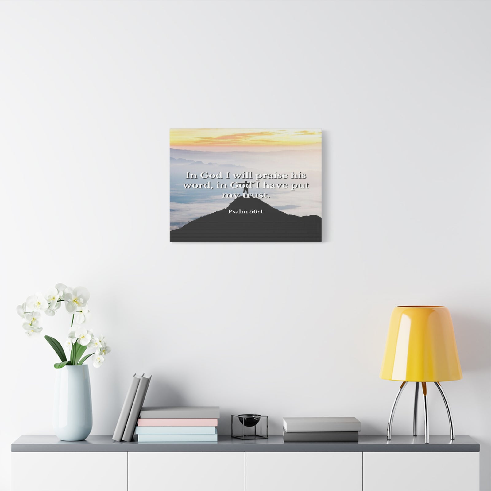 Scripture Canvas Praise His Word Psalm 56:4 Christian Wall Art Bible Verse Print Ready to Hang-Express Your Love Gifts