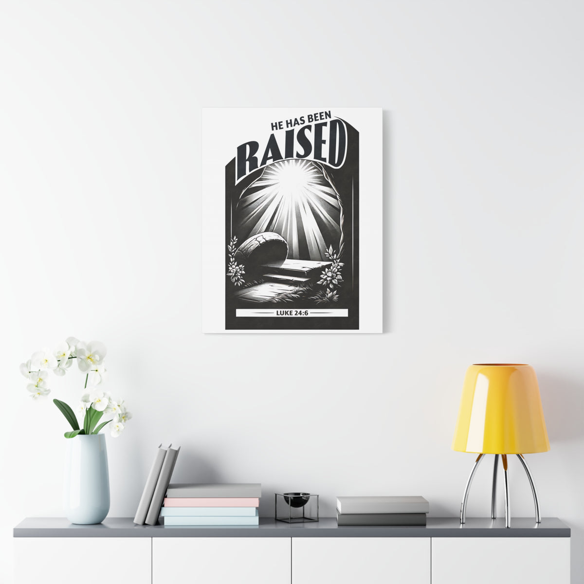 Scripture Walls Luke 24:6 He Has Been Raised Bible Verse Canvas Christian Wall Art Ready to Hang Unframed-Express Your Love Gifts