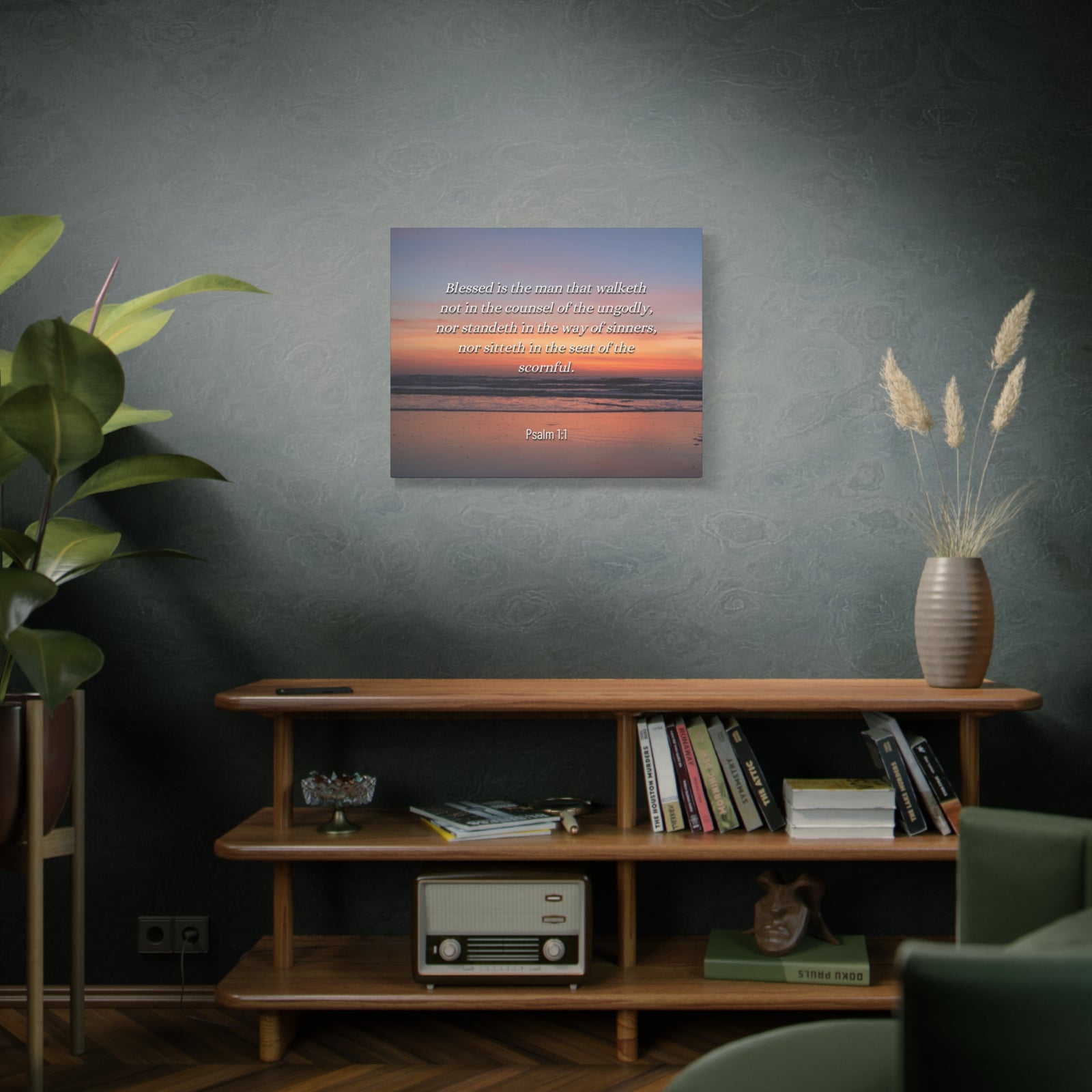 Scripture Canvas Blessed Sky Psalm 1:1 Christian Wall Art Bible Verse Print Ready to Hang-Express Your Love Gifts