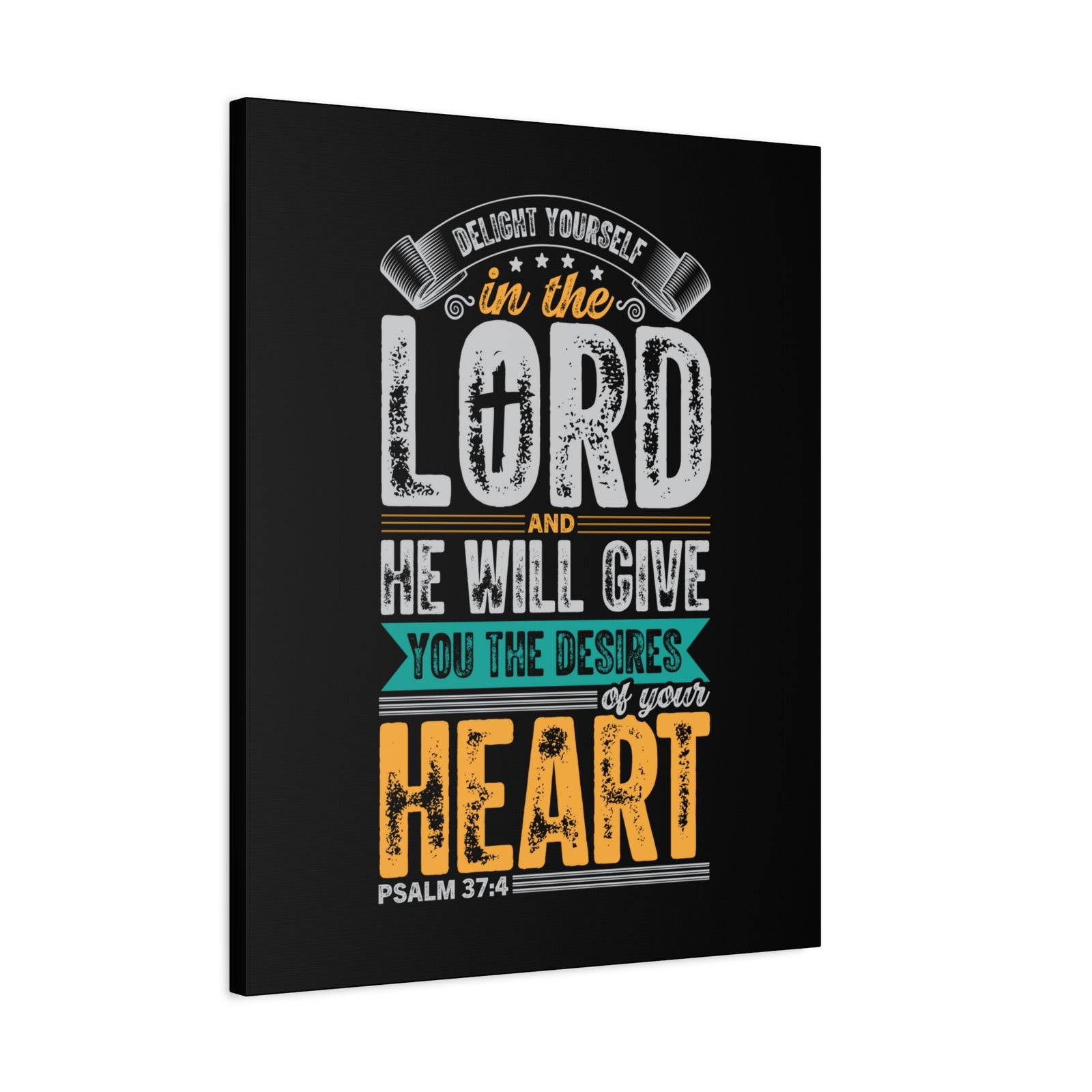 Scripture Walls Desires Of Your Heart Psalm 37:4 Yellow Heart Bible Verse Canvas Christian Wall Art Ready to Hang-Express Your Love Gifts